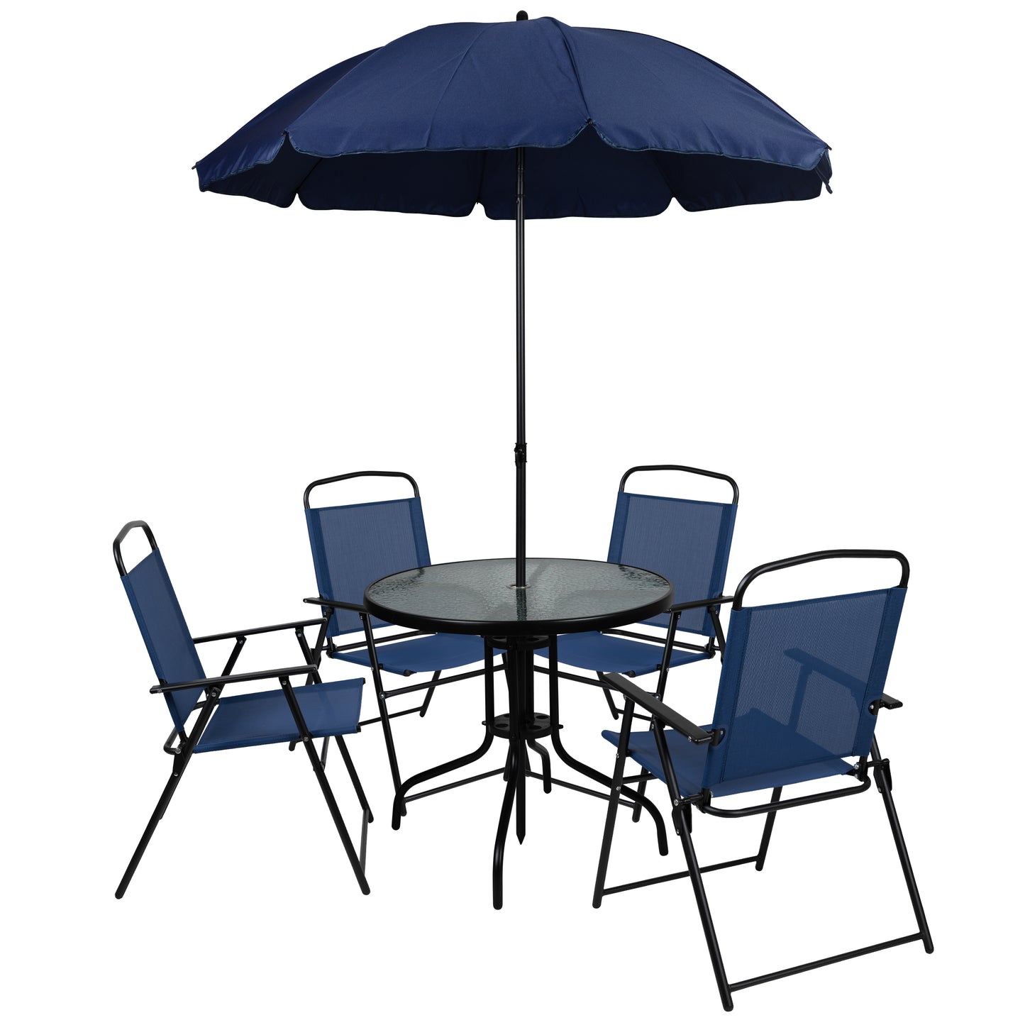 6PC Navy Patio Set & Umbrella GM-202012-NV-GG