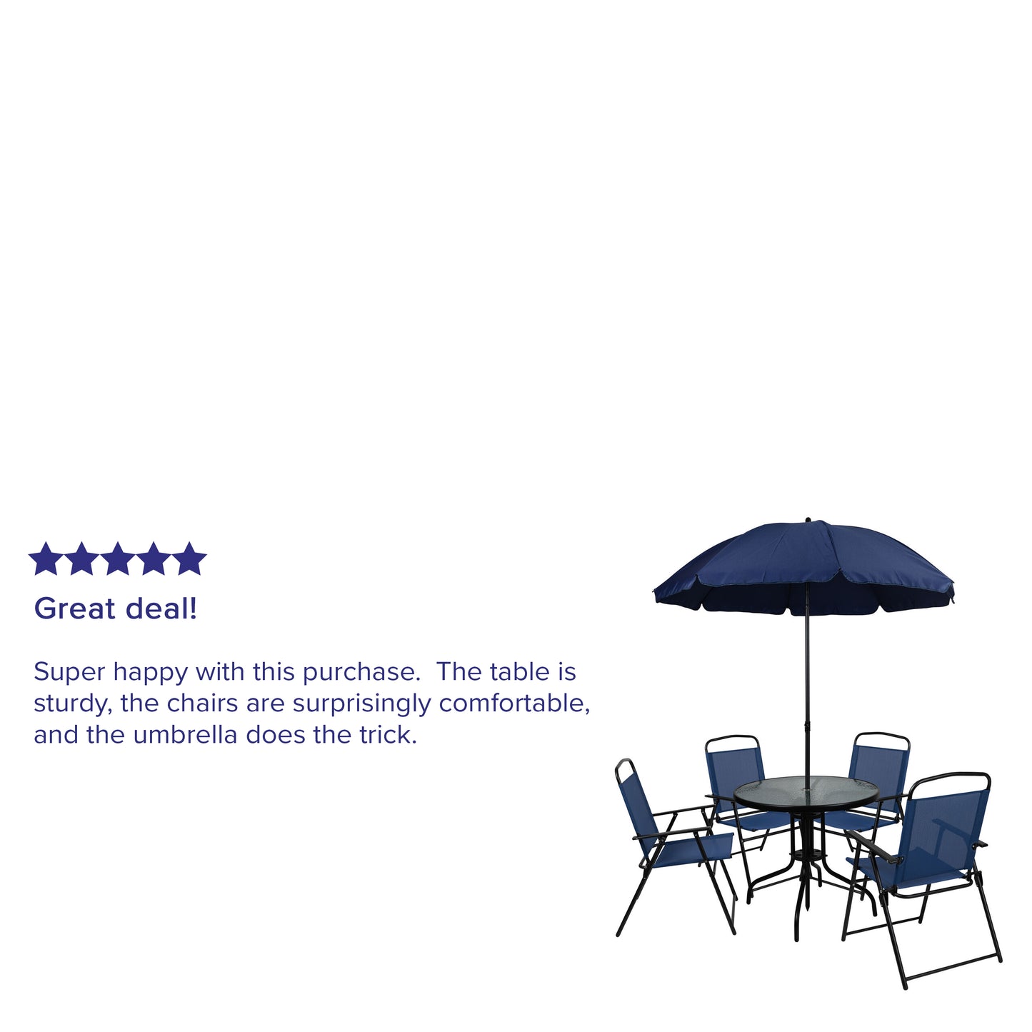 6PC Navy Patio Set & Umbrella GM-202012-NV-GG