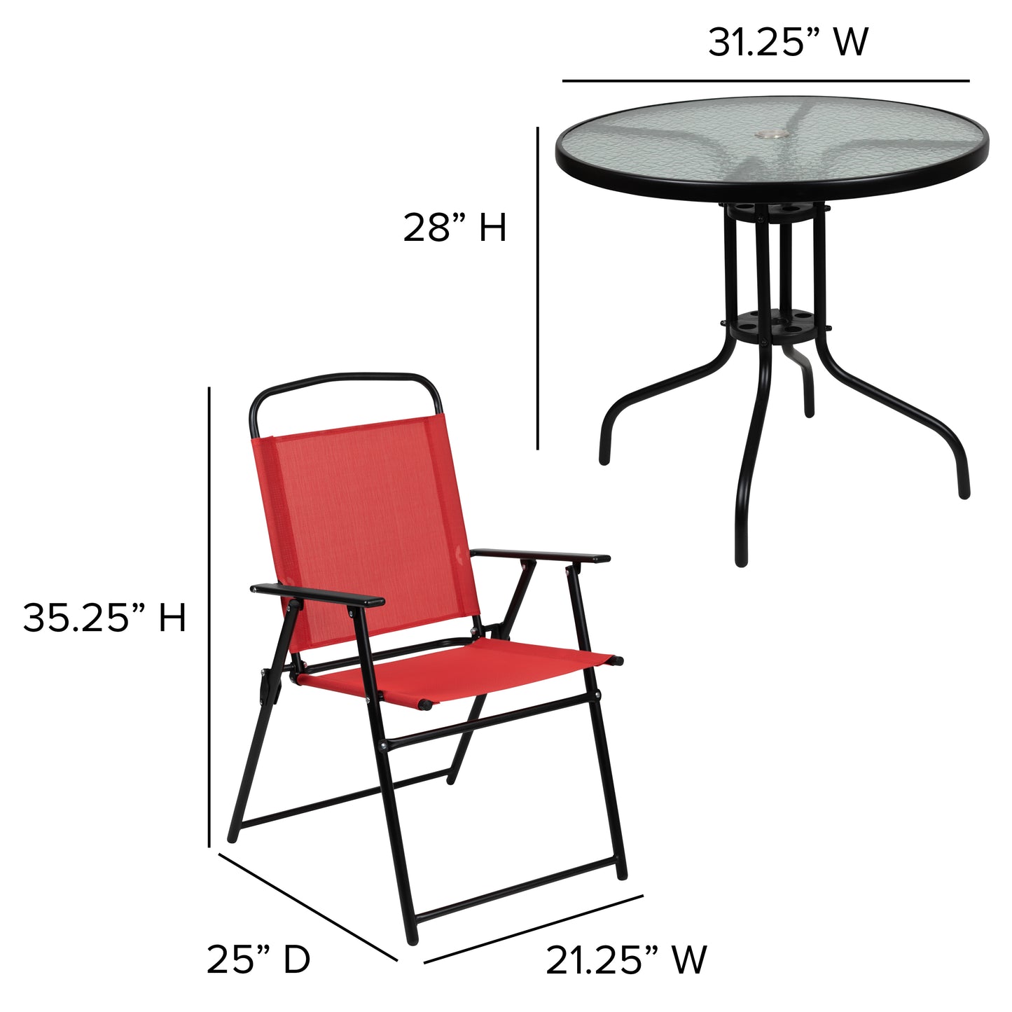 6PC Red Patio Set & Umbrella GM-202012-RD-GG