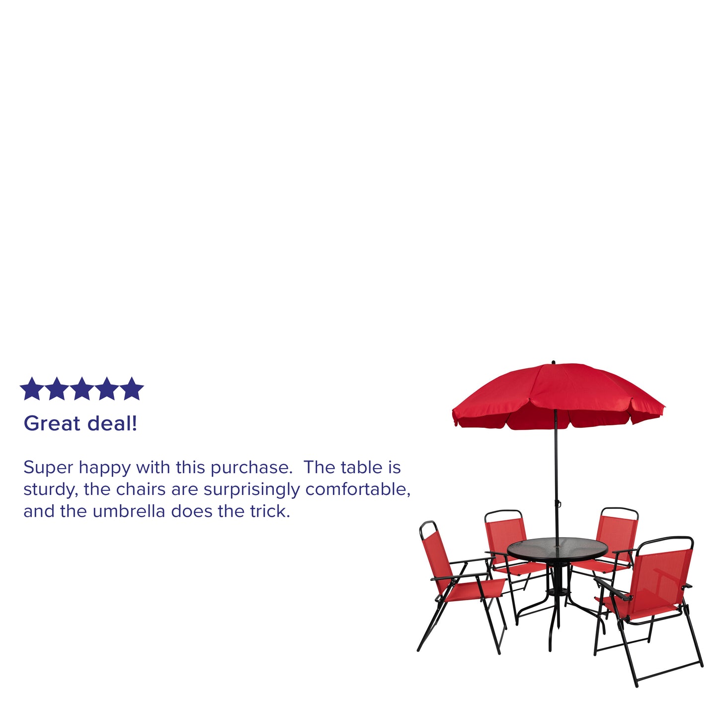 6PC Red Patio Set & Umbrella GM-202012-RD-GG