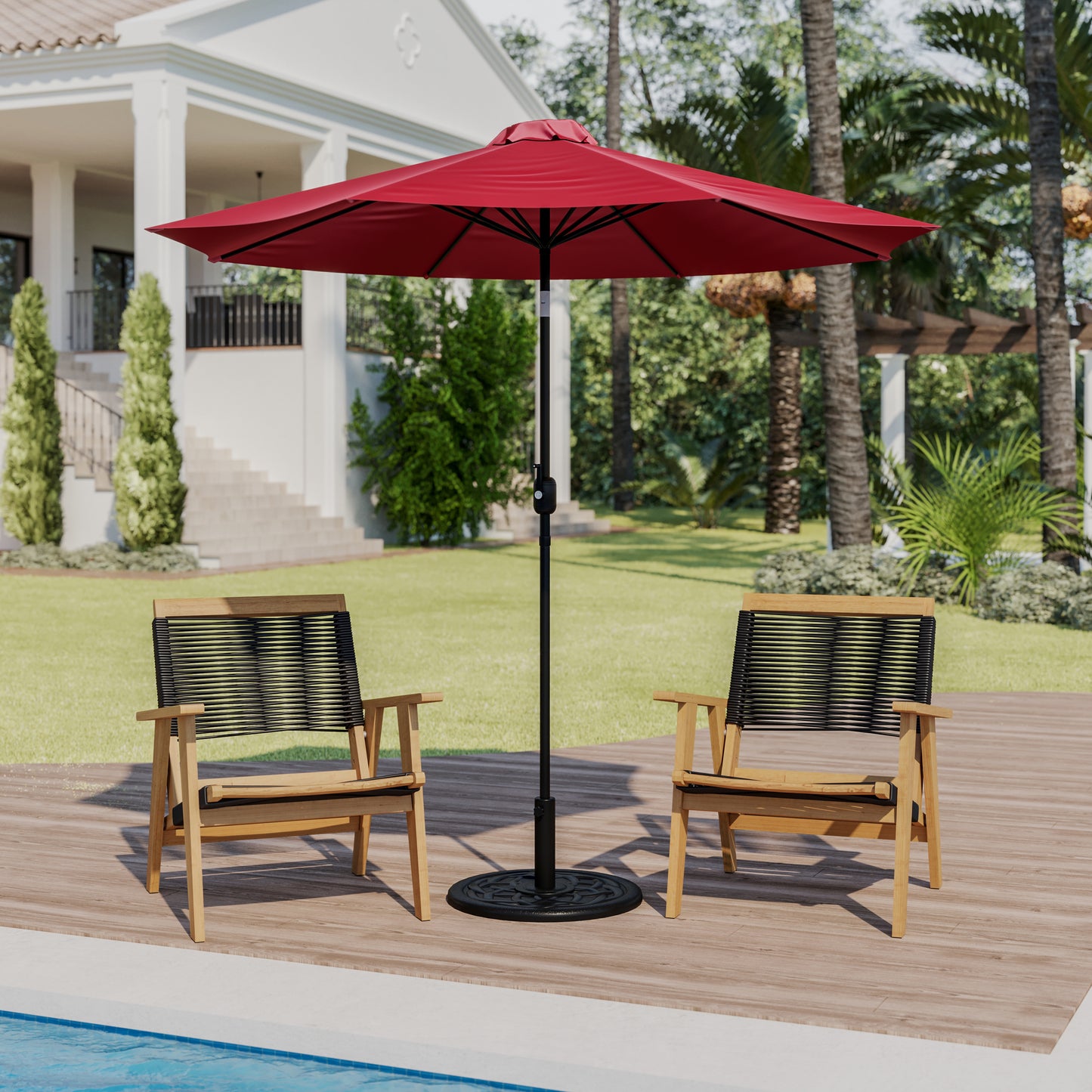 Red Umbrella & Black Base Set GM-402003-UB19B-RED-GG