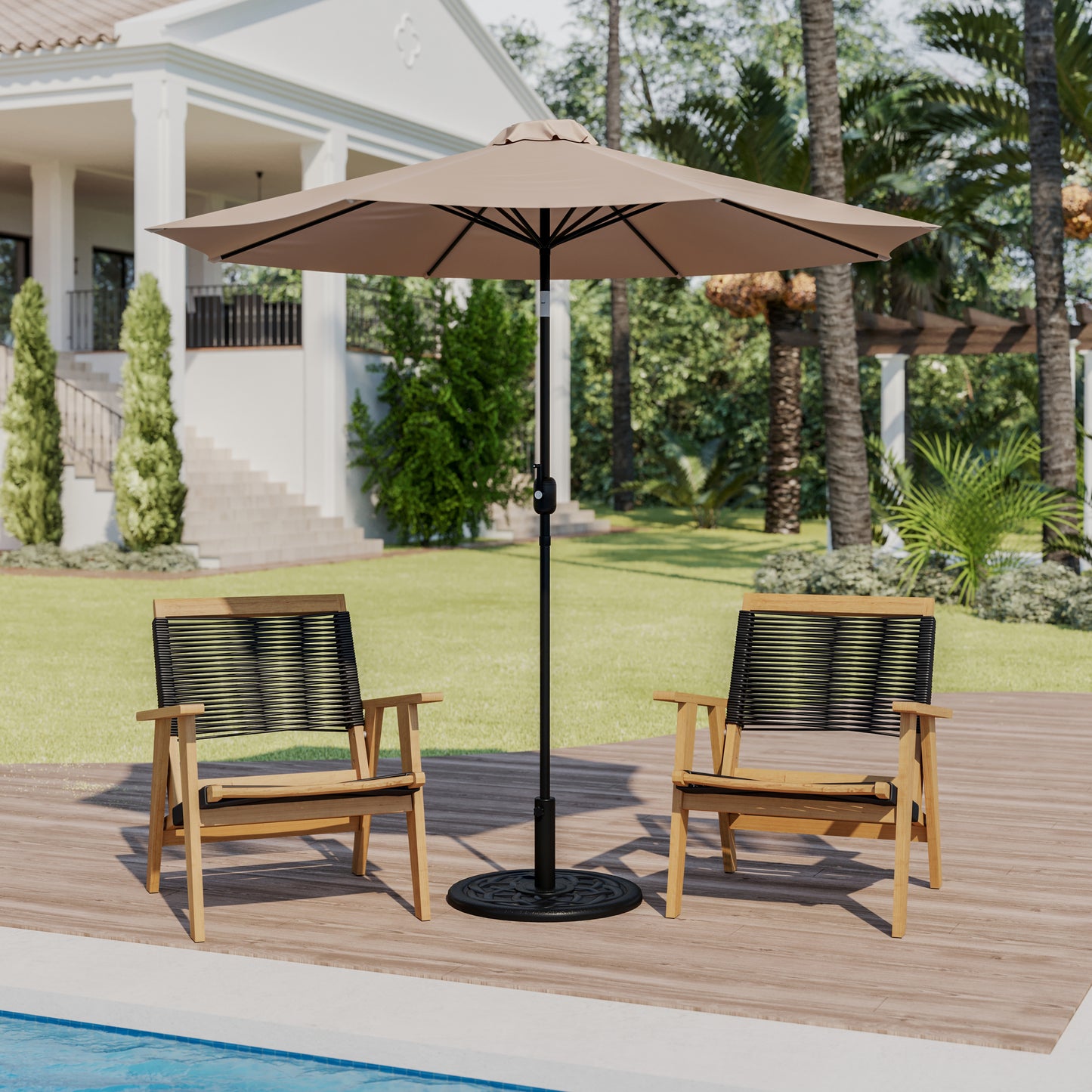 Tan Umbrella & Black Base Set GM-402003-UB19B-TAN-GG