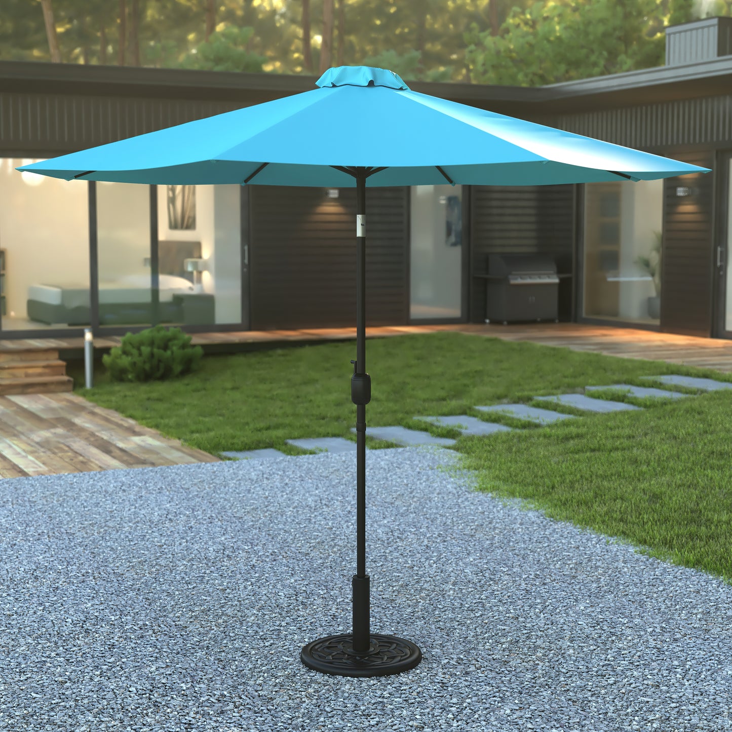 Teal Umbrella & Black Base Set GM-402003-UB19B-TL-GG