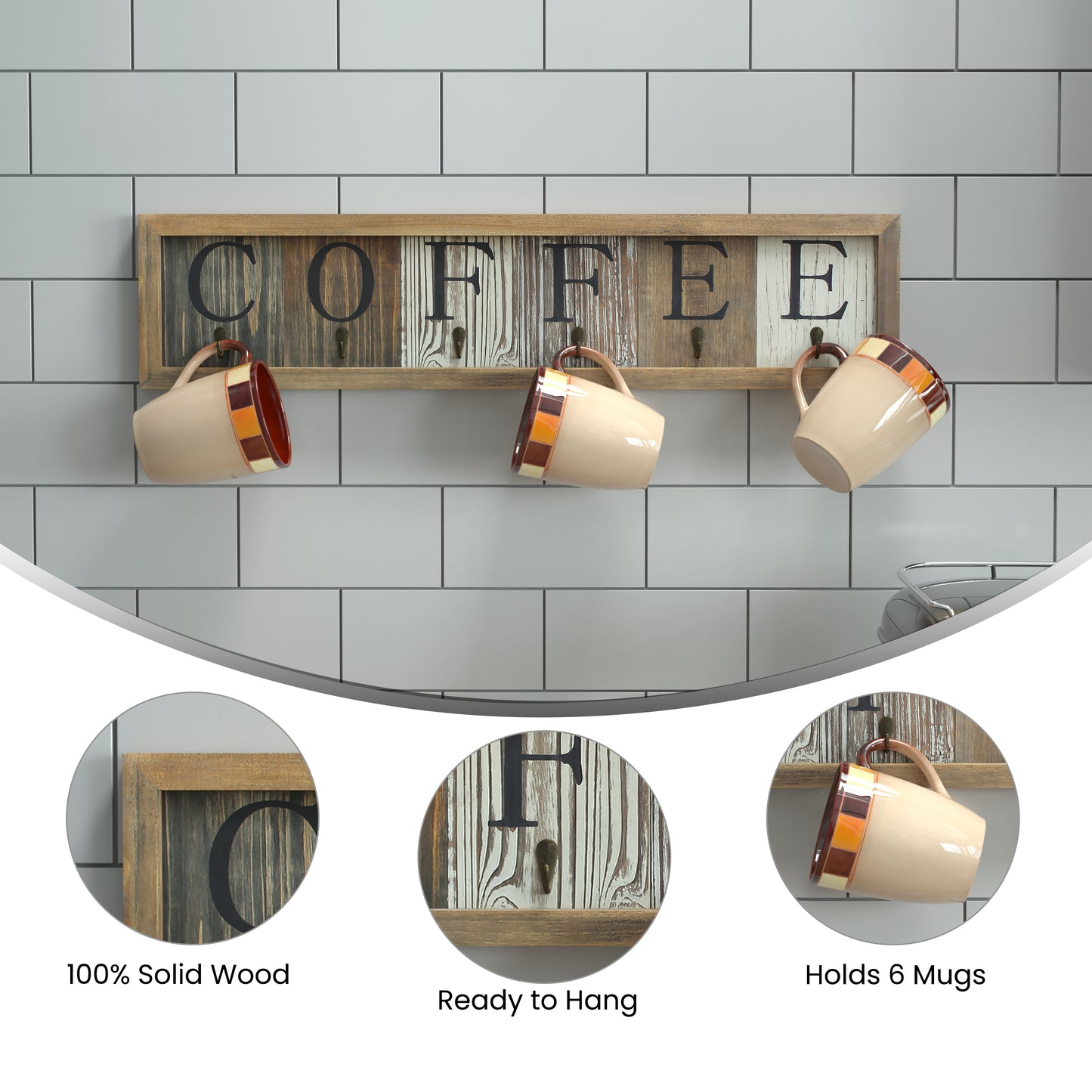 Distressed Coffee Cup Rack HFKHD-GDI-CRE8-642315-GG