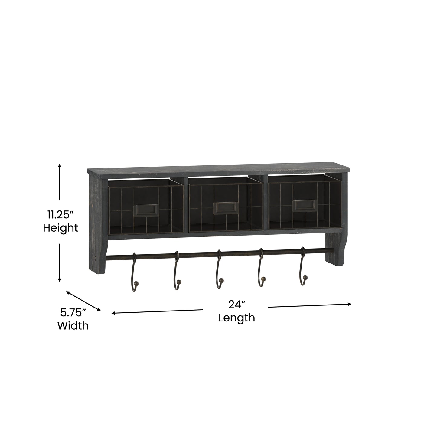 Blackwashed Wall Storage Rack HFMHD-GDI-CRE8-112315-GG