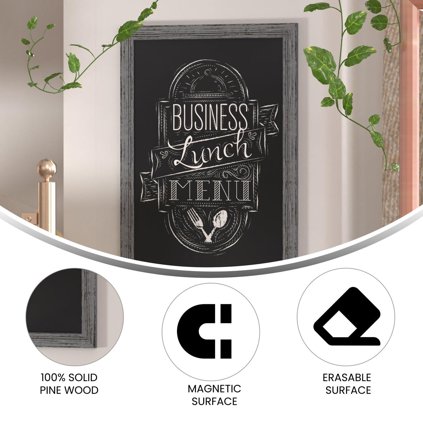 Rustic Gray Hanging Chalkboard HGWA-5GD-CRE8-272315-GG