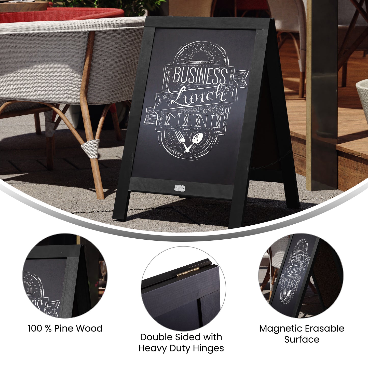 Black A-Frame Chalkboard HGWA-CB-3020-BLK-GG