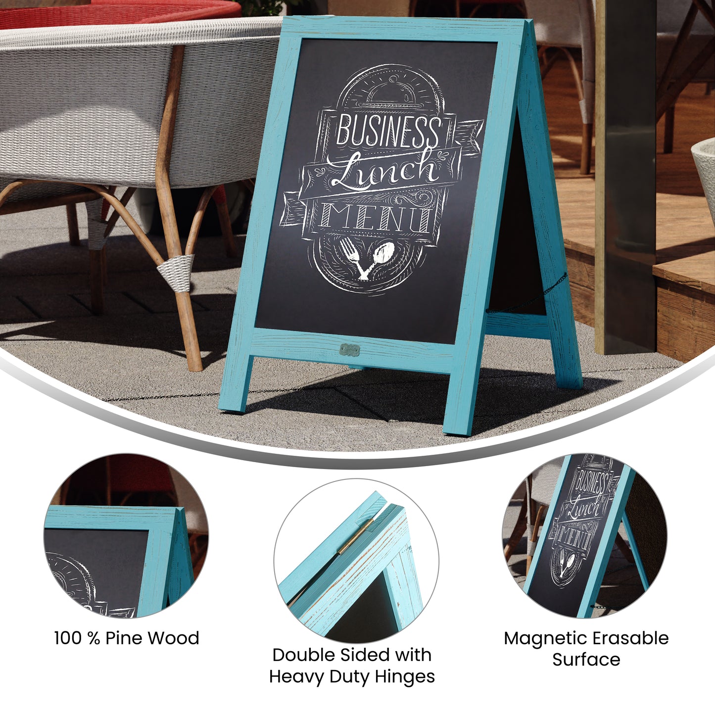 Robin Blue A-Frame Chalkboard HGWA-CB-3020-RBNBLU-GG