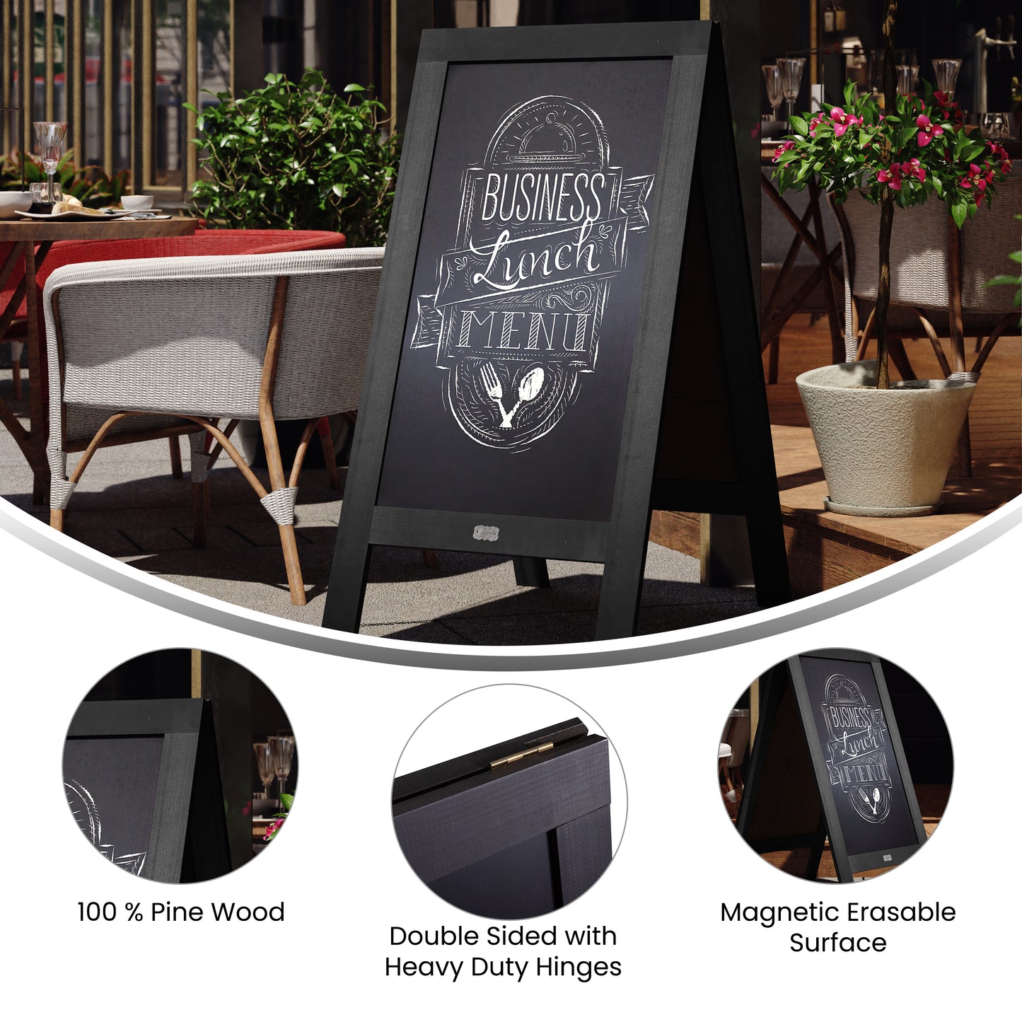 Black A-Frame Chalkboard HGWA-CB-4824-BLK-GG