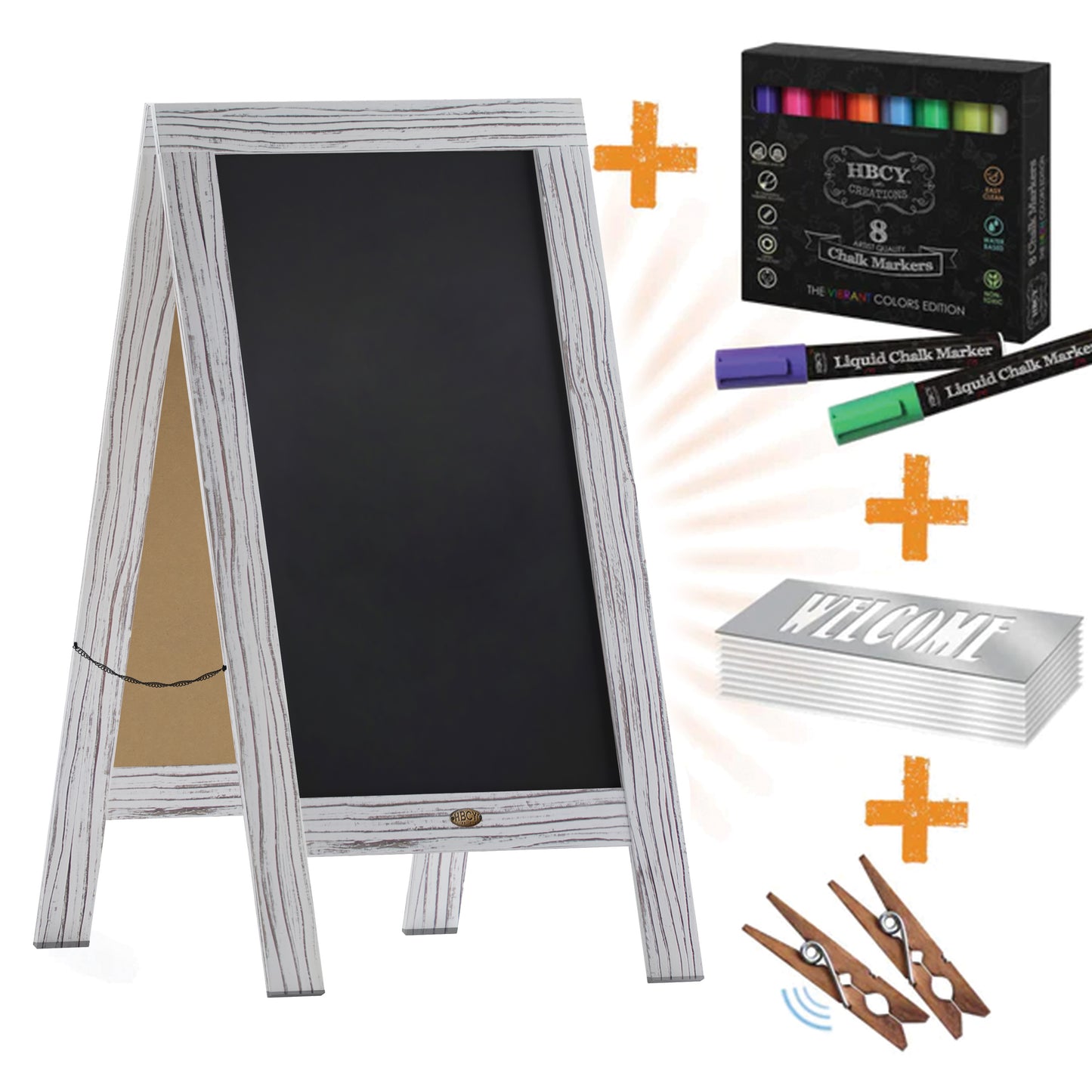 Whitewashed Chalkboard Set HGWA-GD1I-CRE8-842315-GG