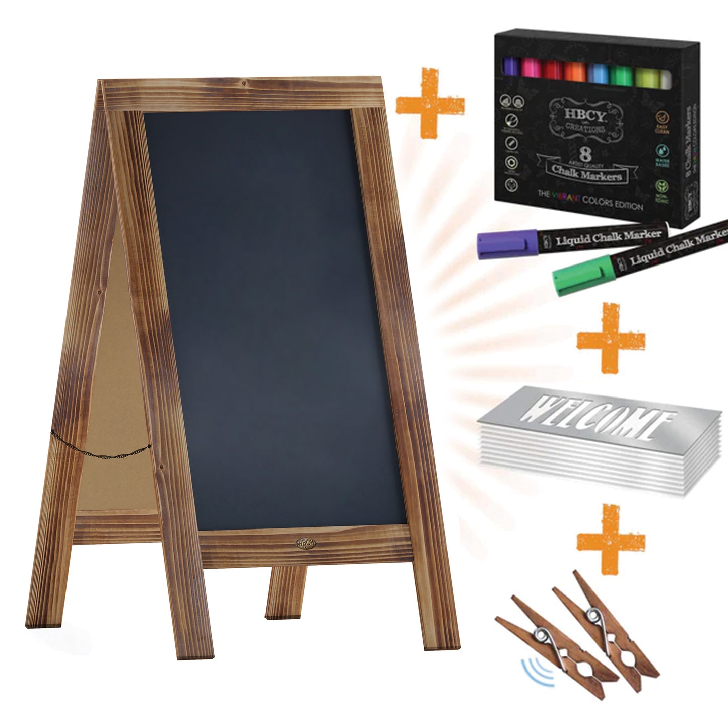 Brown A-Frame Chalkboard Set HGWA-GD1I-CRE8-942315-GG