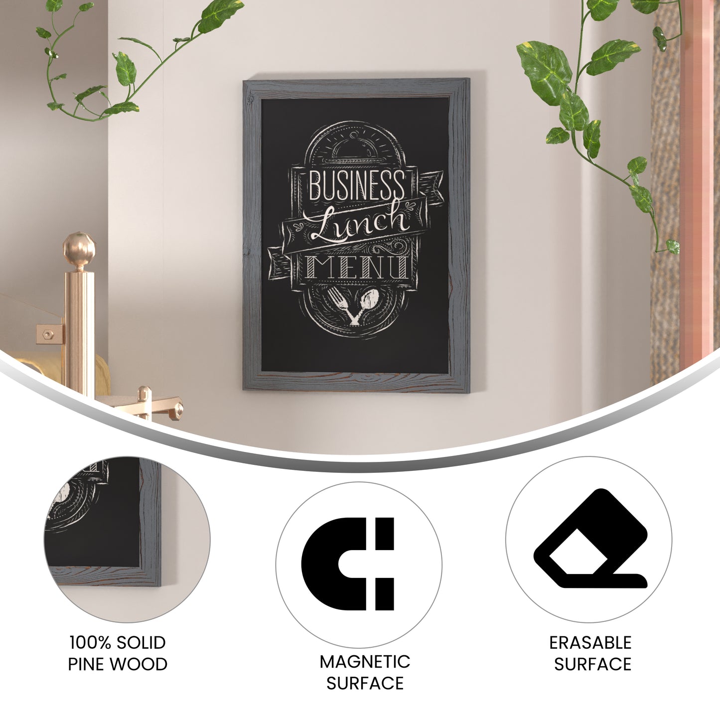 Rustic Gray Hanging Chalkboard HGWA-GDIS-CRE8-062315-GG