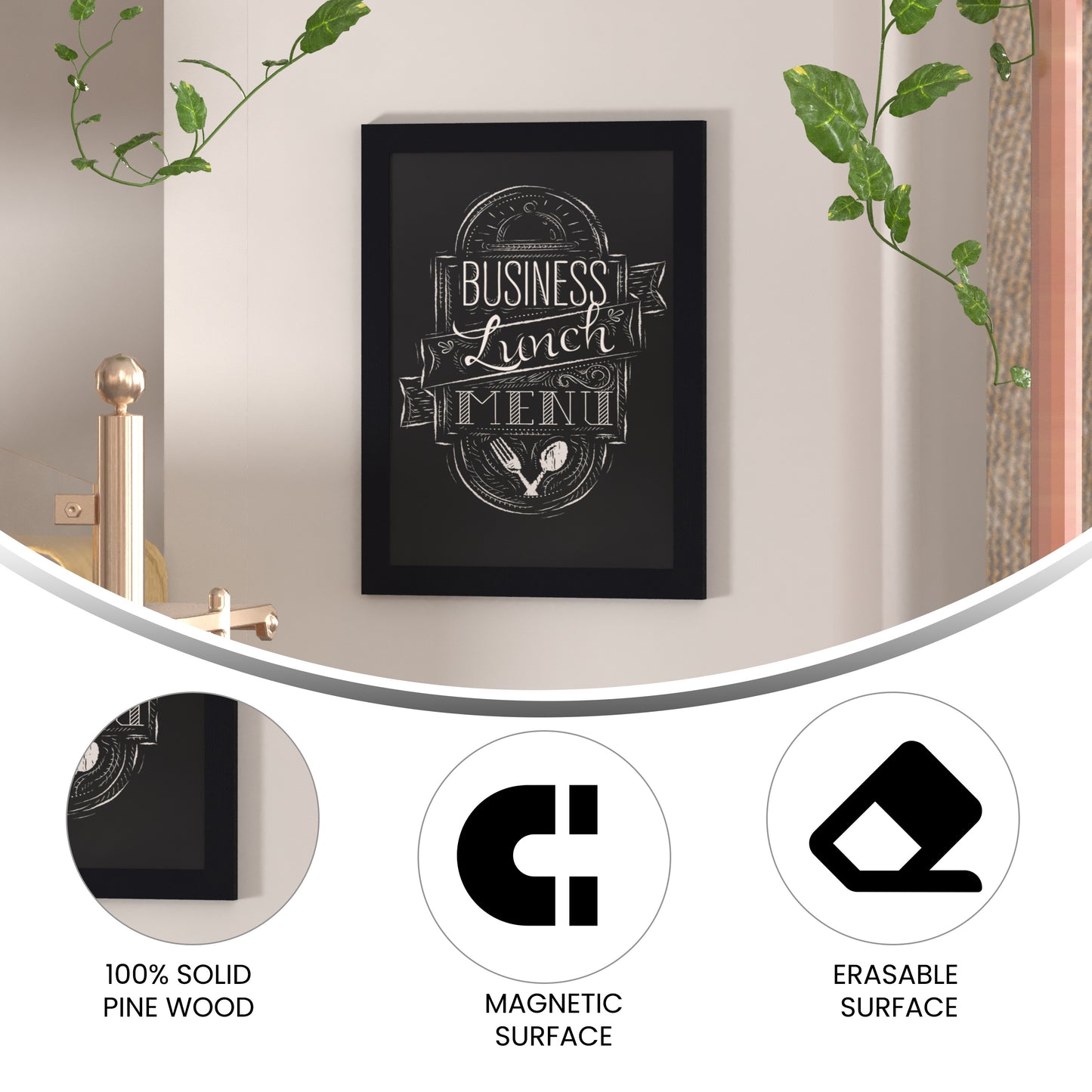 Black Hanging Chalkboard HGWA-GDIS-CRE8-952315-GG