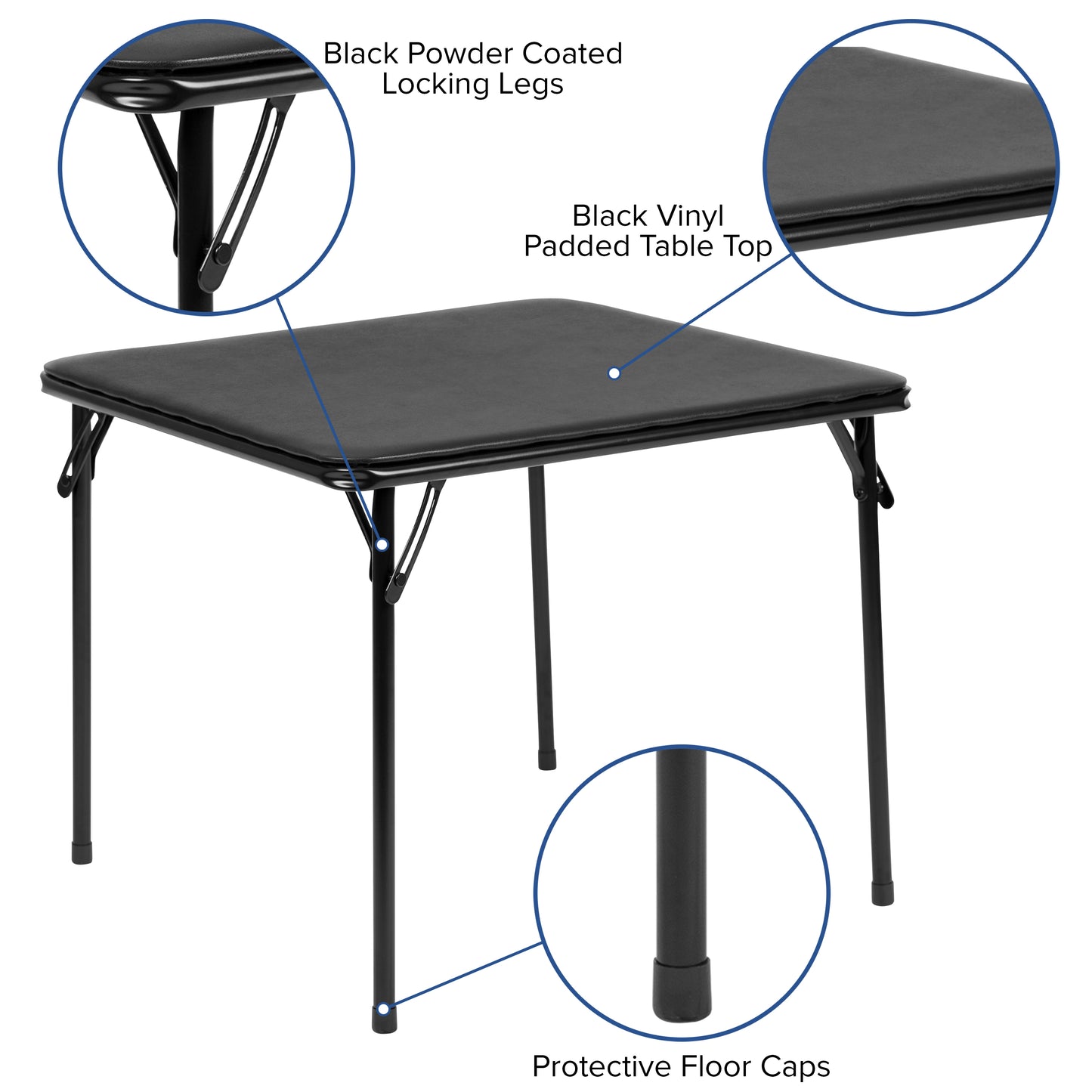 Kids Black Folding Table Set JB-10-CARD-BK-GG