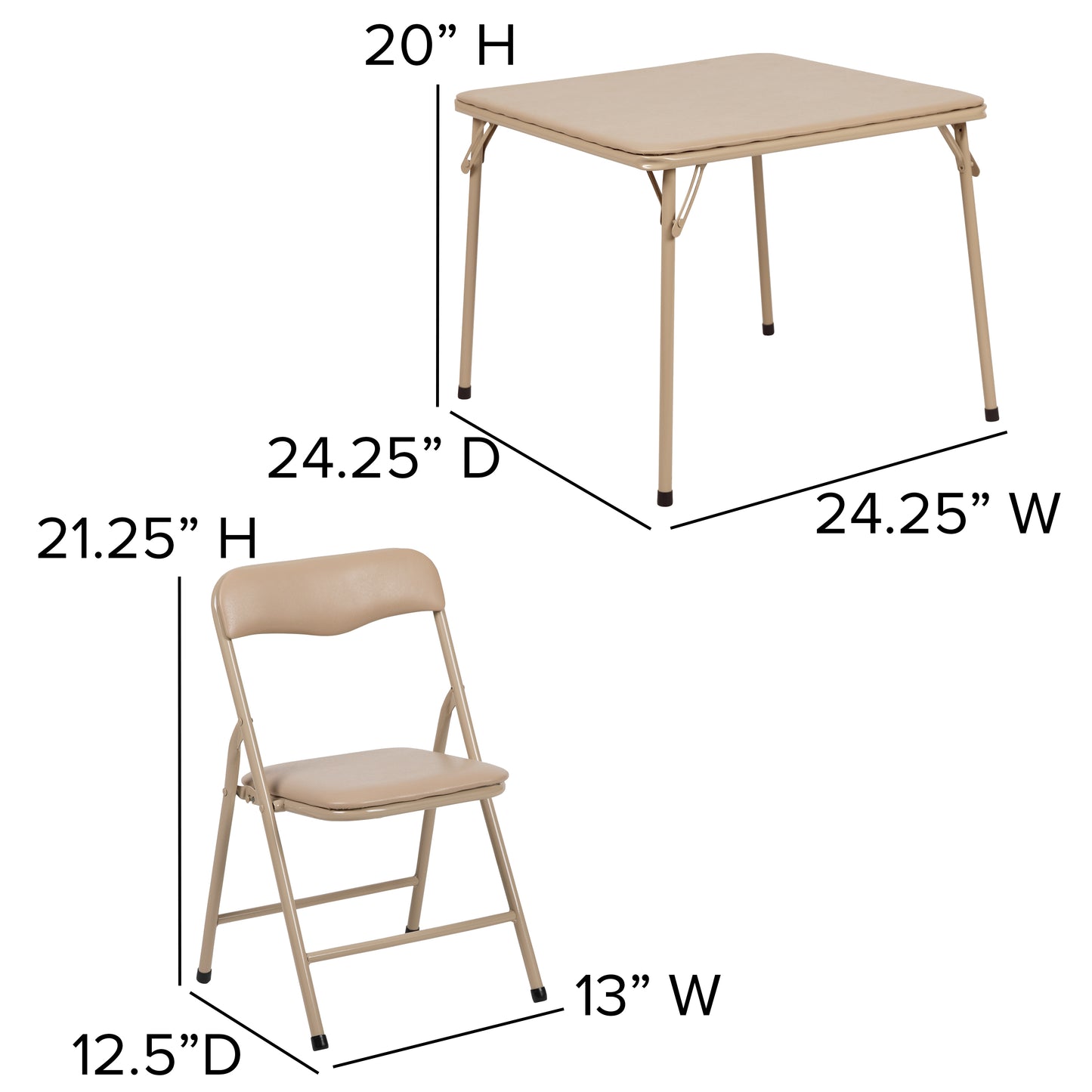 Kids Tan Folding Table Set JB-10-CARD-TN-GG