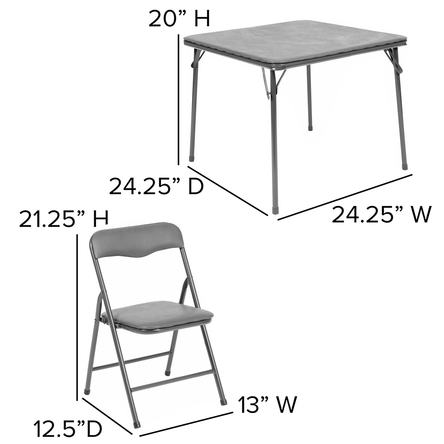 Gray Kid Folding Table Set JB-9-KID-GY-GG