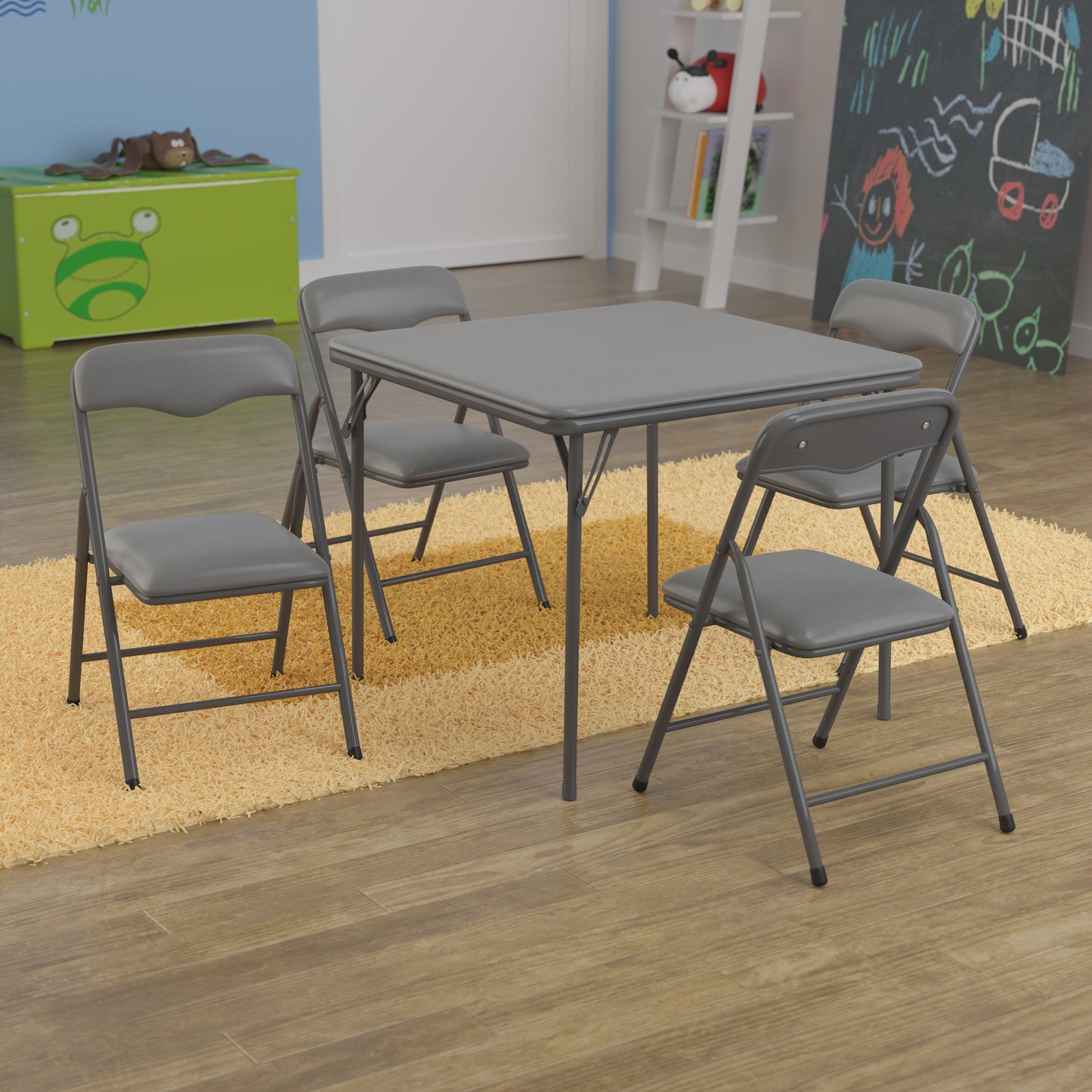 Gray Kid Folding Table Set JB-9-KID-GY-GG