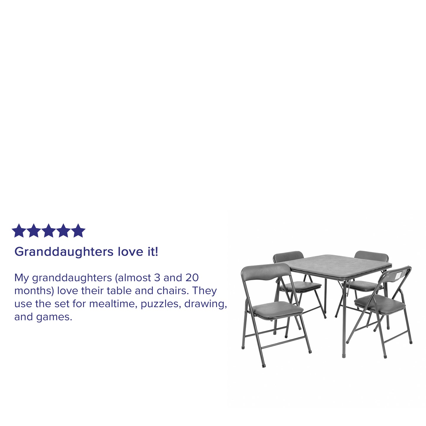 Gray Kid Folding Table Set JB-9-KID-GY-GG