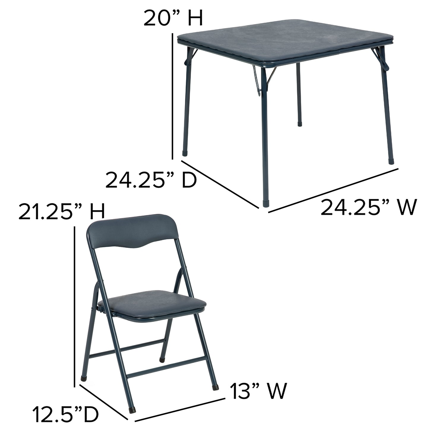 Navy Kid Folding Table Set JB-9-KID-NV-GG