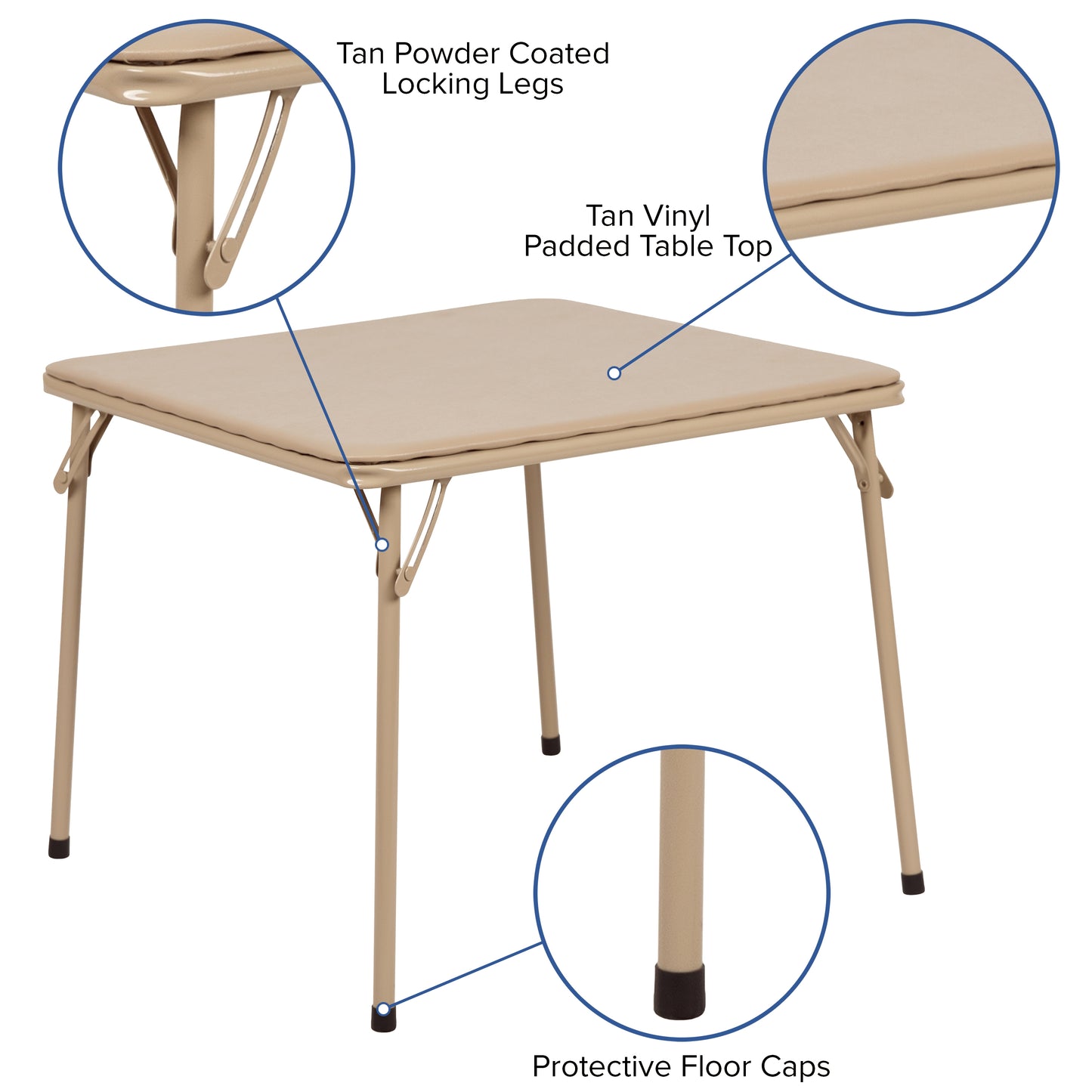 Kids Tan Folding Table JB-TABLE-TN-GG