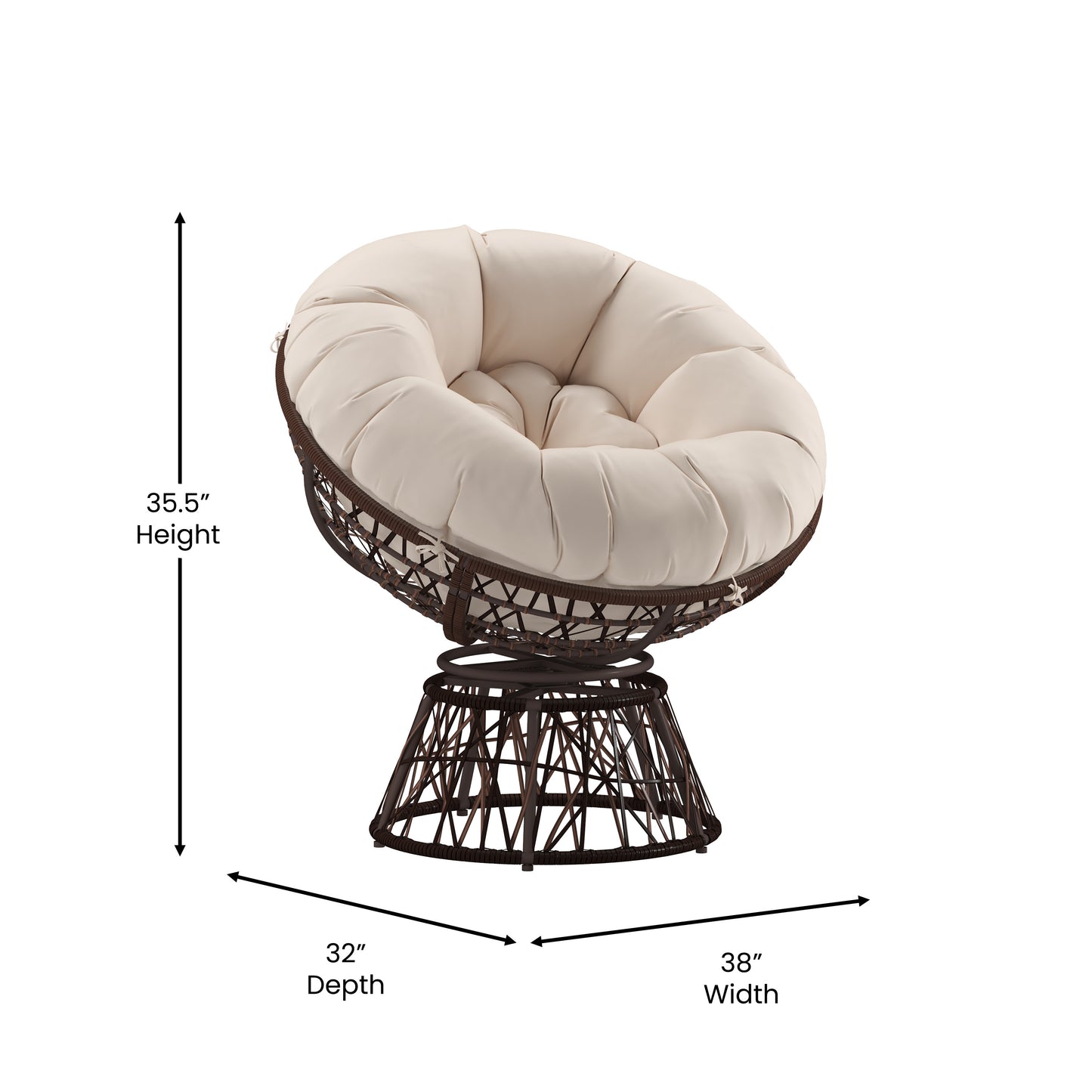 BG Papasan Swivel Patio Chair JE-5101W-BG-GG