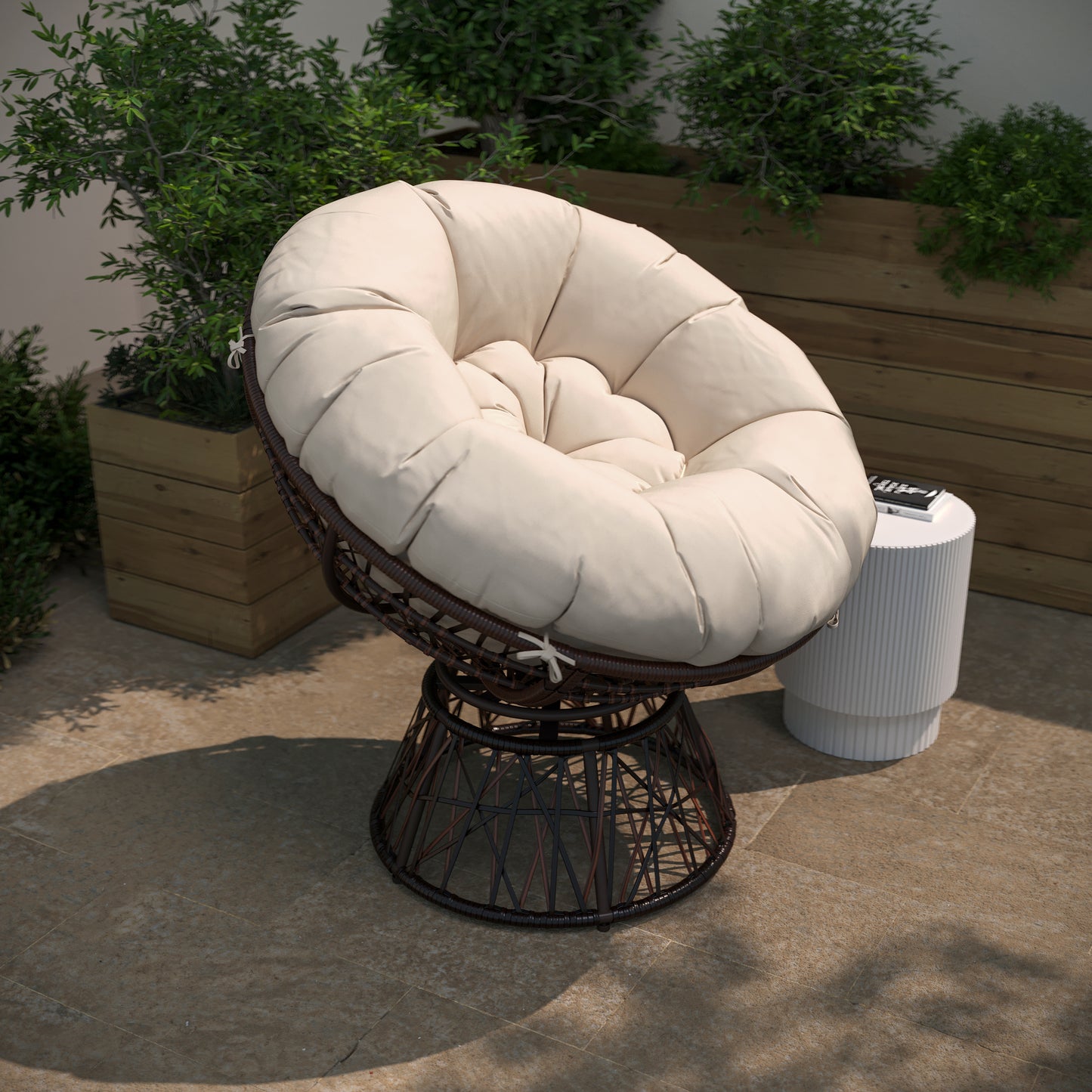 BG Papasan Swivel Patio Chair JE-5101W-BG-GG