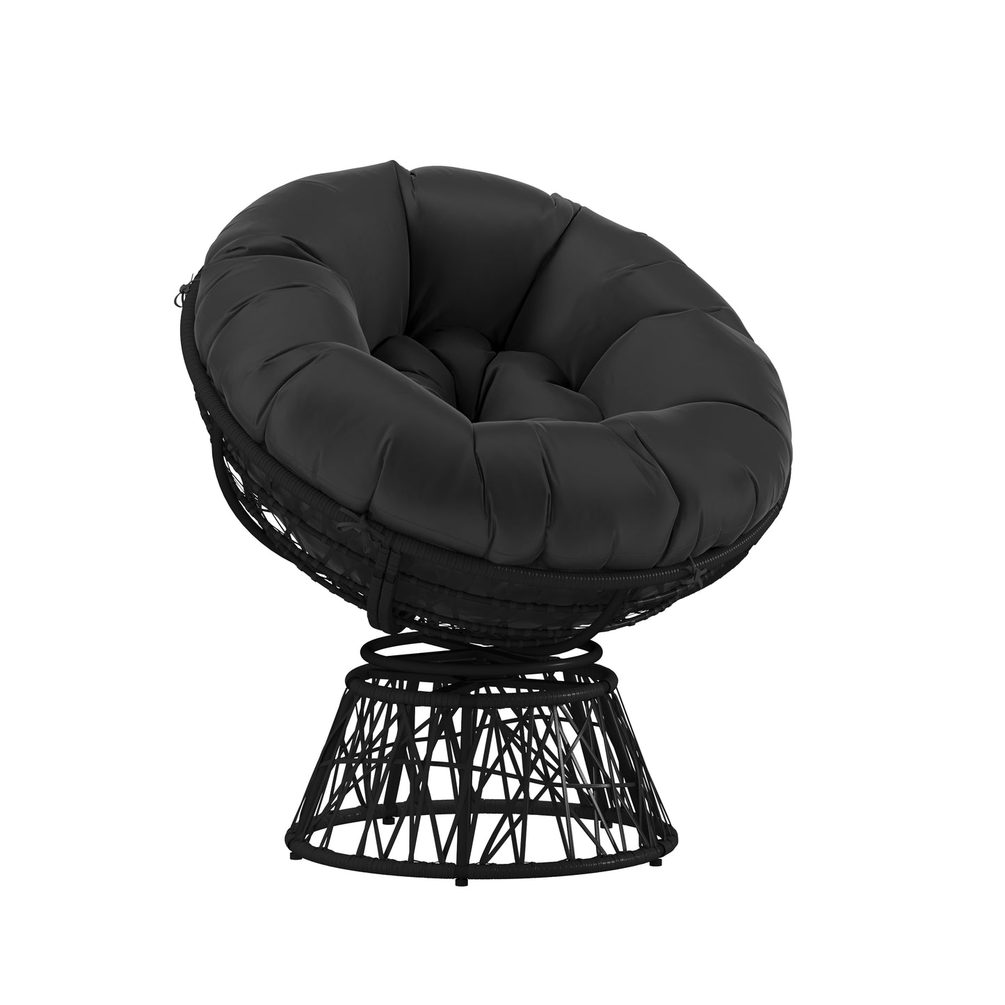 BK Papasan Swivel Patio Chair JE-5101W-BK-GG