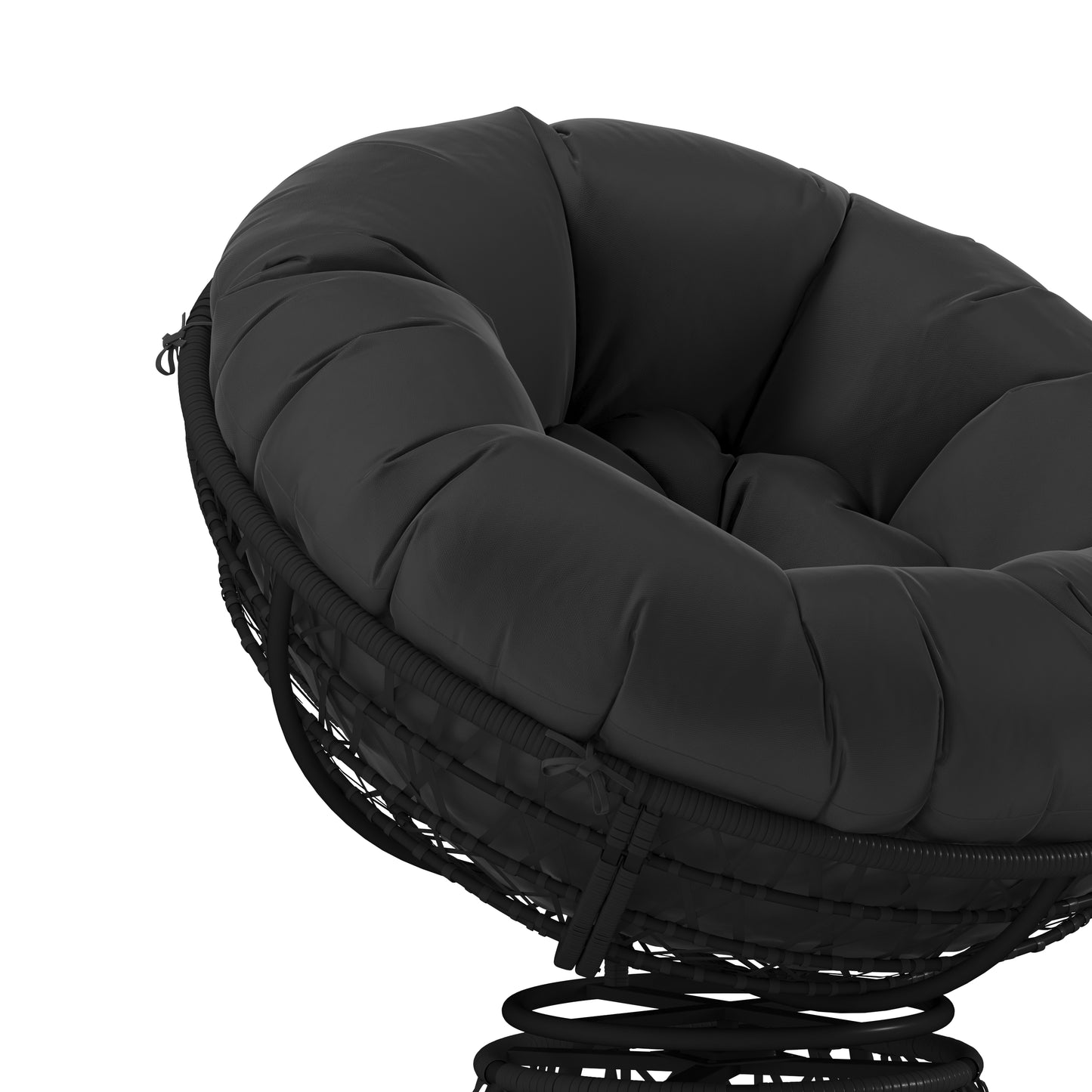 BK Papasan Swivel Patio Chair JE-5101W-BK-GG