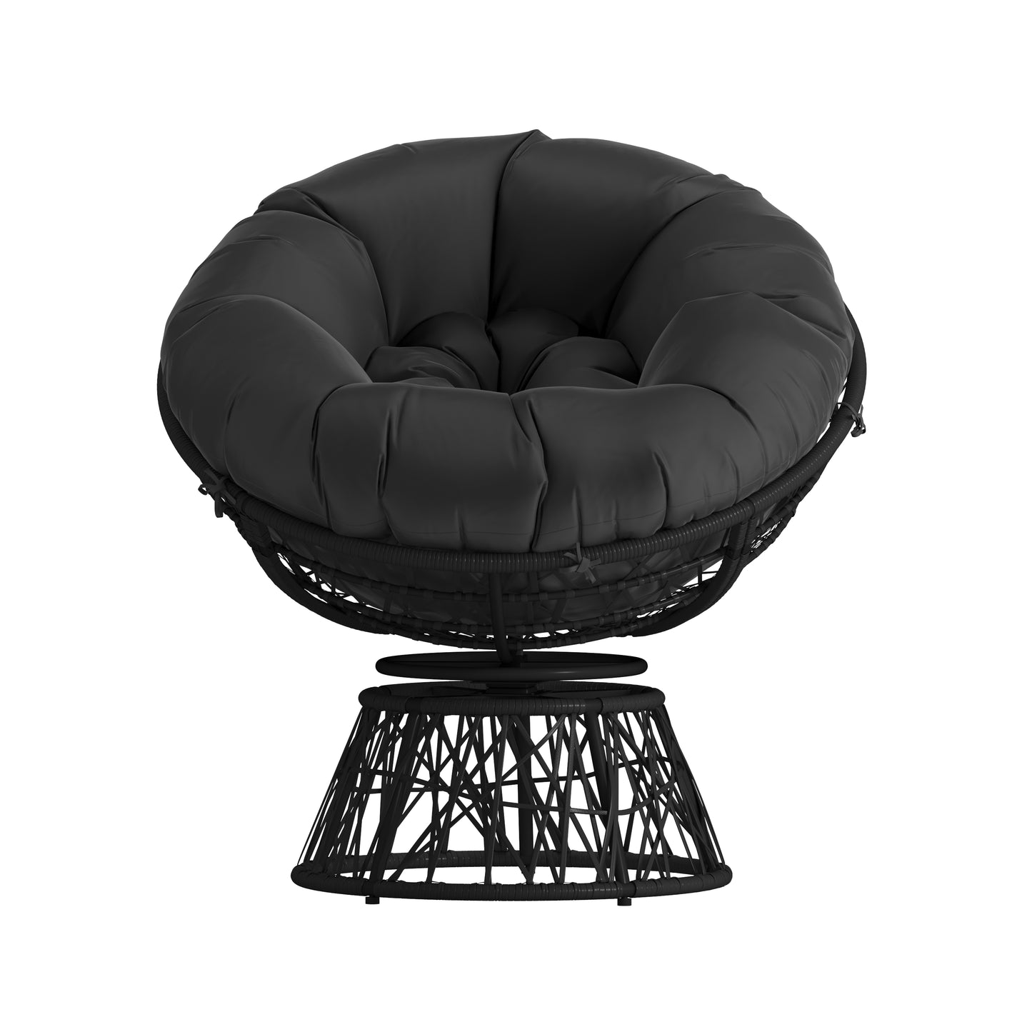 BK Papasan Swivel Patio Chair JE-5101W-BK-GG