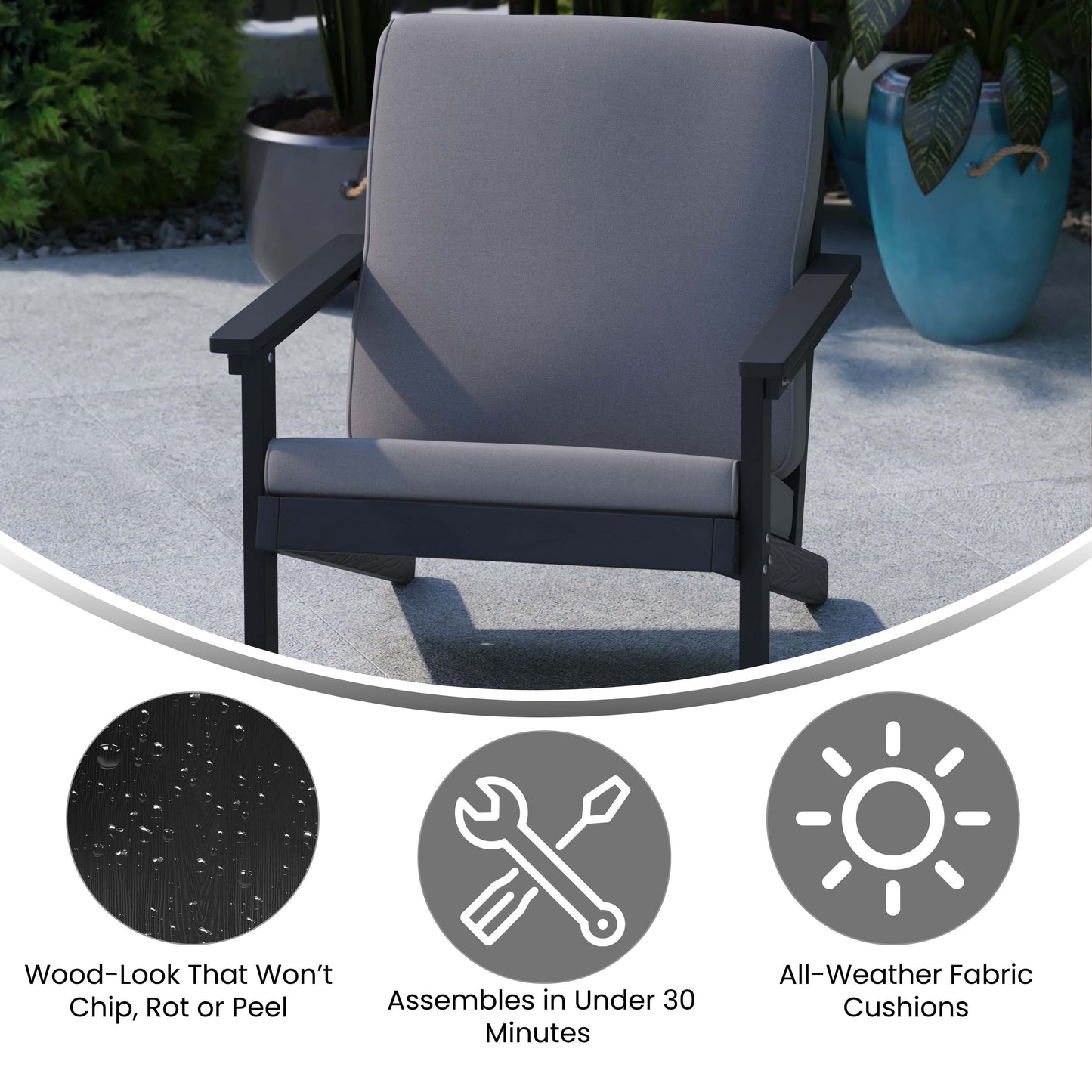 Black Chair-Charcoal Cushions JJ-C14021-BK-GG