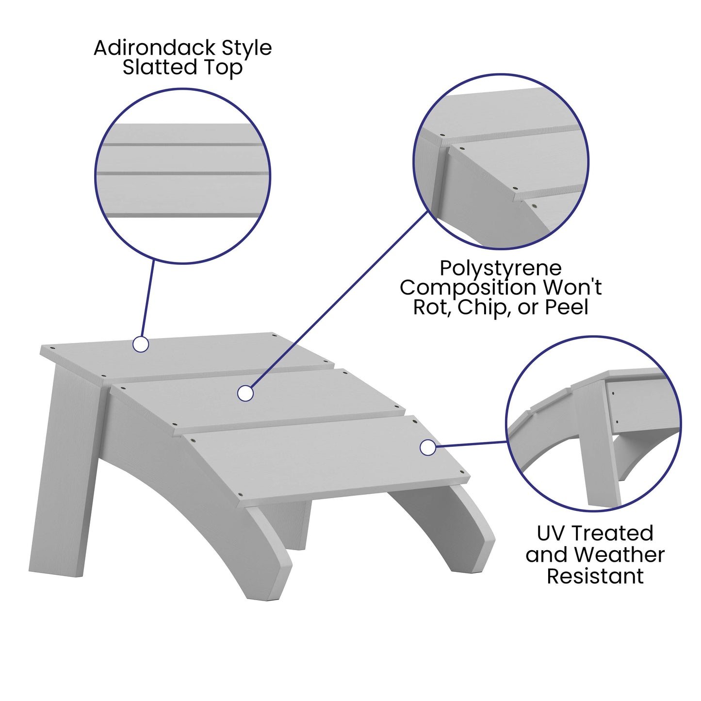 White Adirondack Footrest JJ-C14309-WH-GG