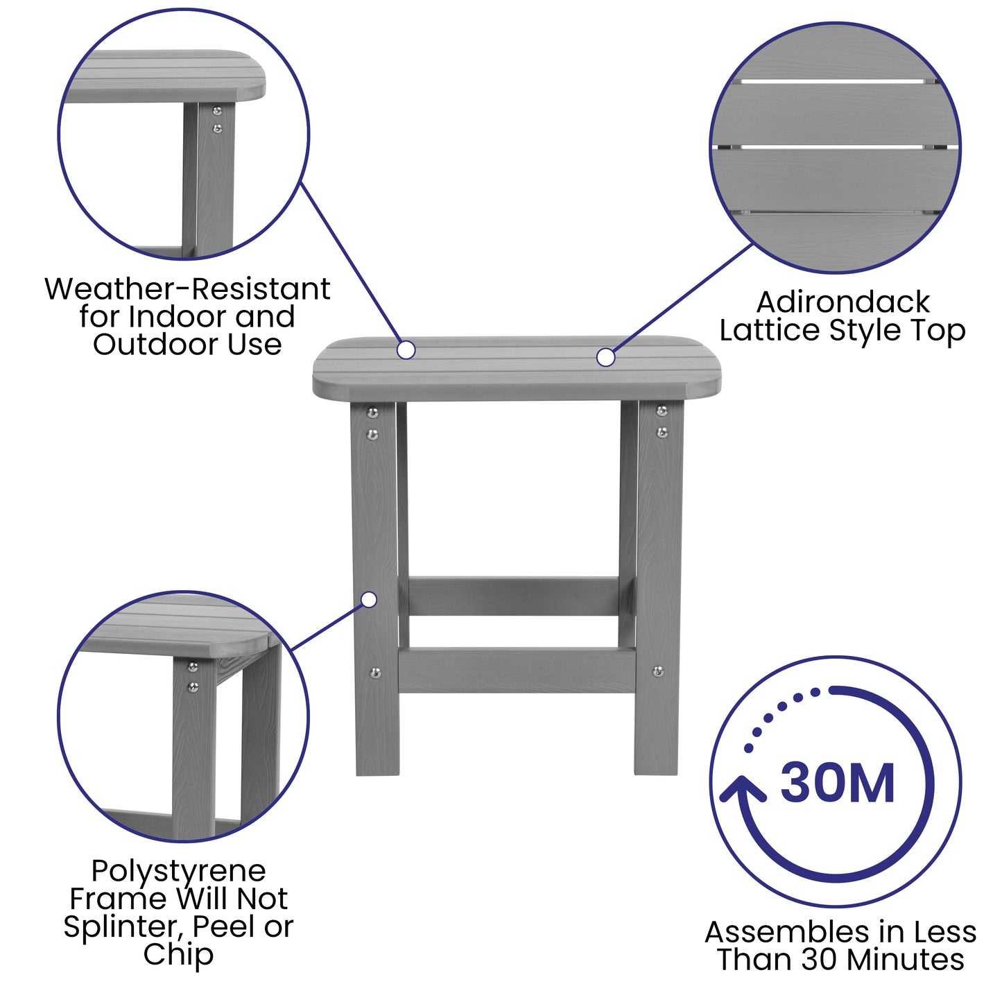 Gray Table and 2 Chair Set JJ-C14501-2-T14001-GY-GG