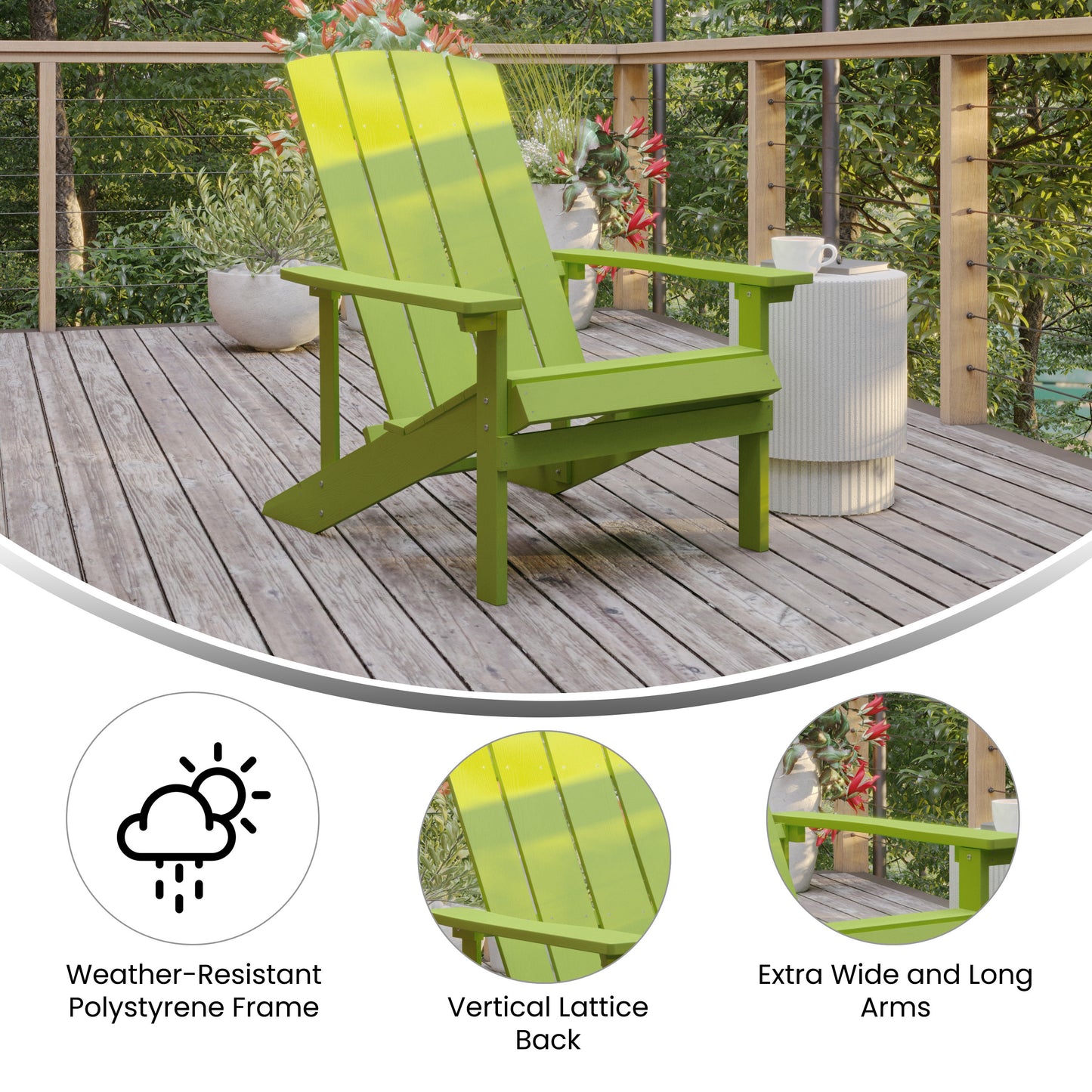 Lime Poly Adirondack Chair JJ-C14501-LM-GG