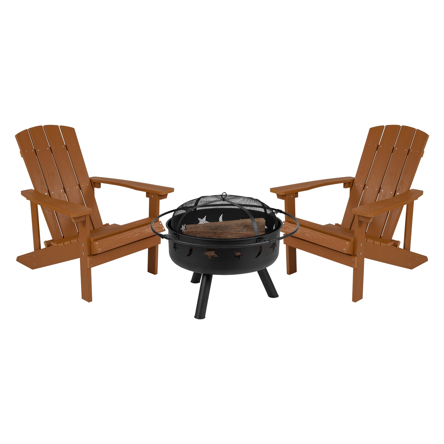 Adirondack Chairs & Fire Pit JJ-C145012-32D-TEAK-GG