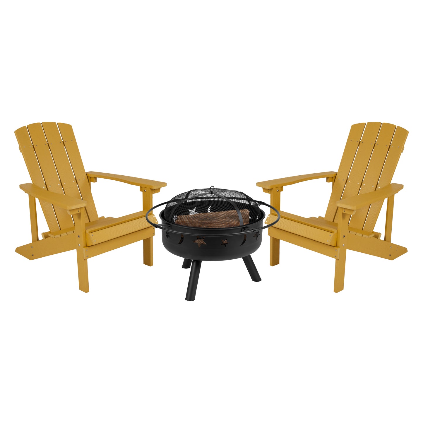 Adirondack Chairs & Fire Pit JJ-C145012-32D-YLW-GG