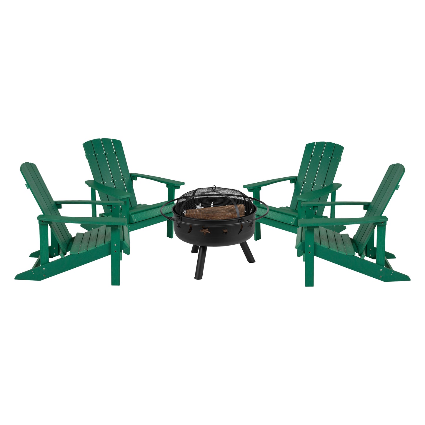 Adirondack Chair & Fire Pit JJ-C145014-32D-GRN-GG