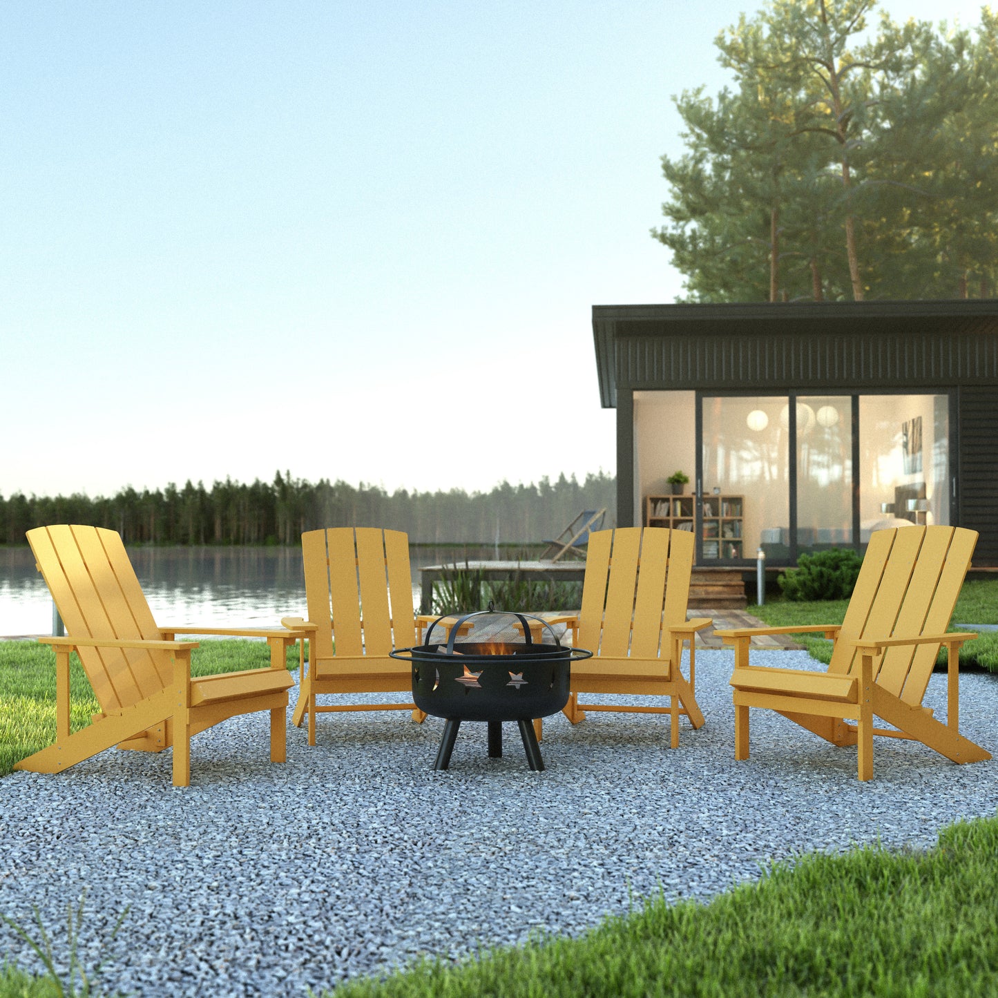 Adirondack Chair & Fire Pit JJ-C145014-32D-YLW-GG