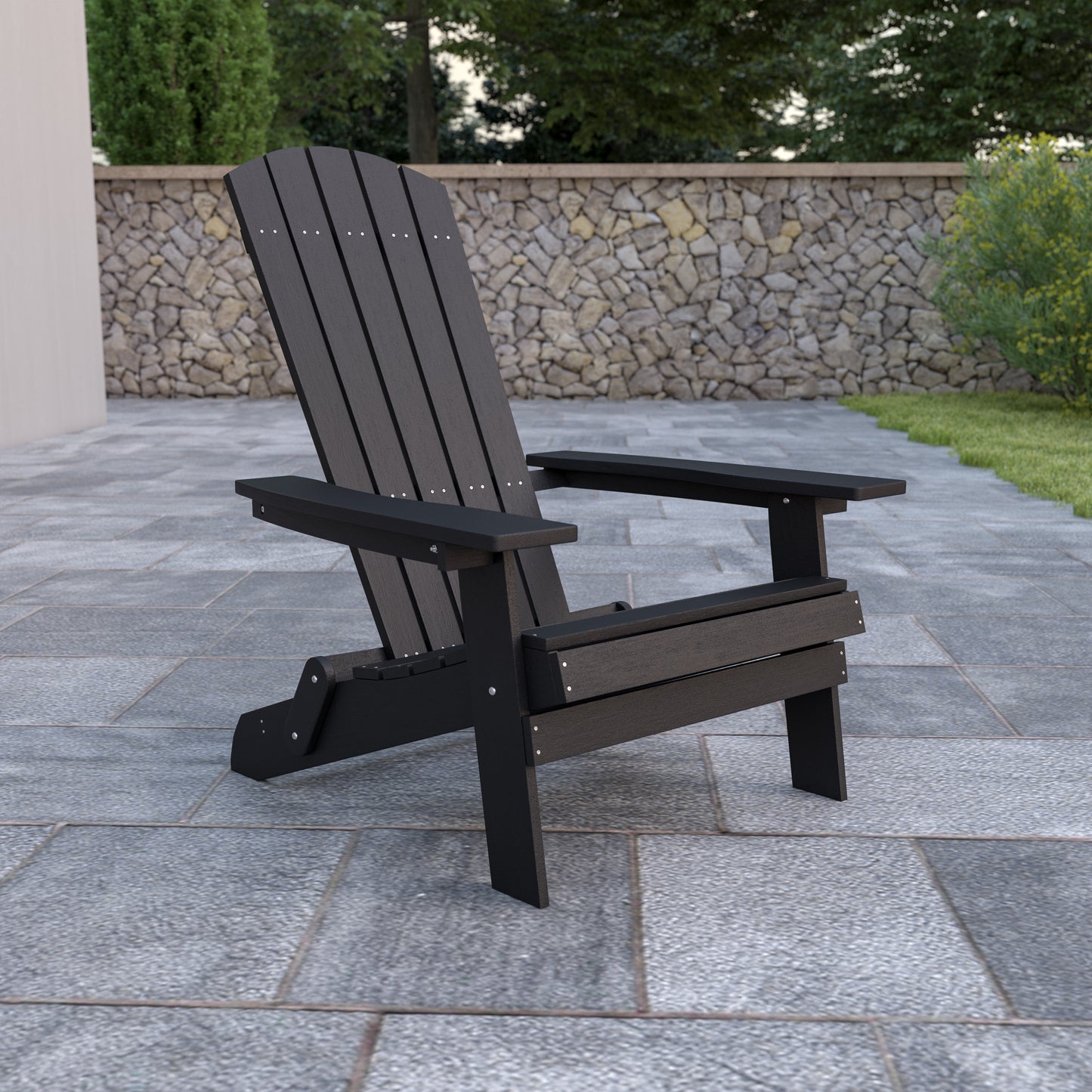 Black Folding Adirondack Chair JJ-C14505-BLK-GG