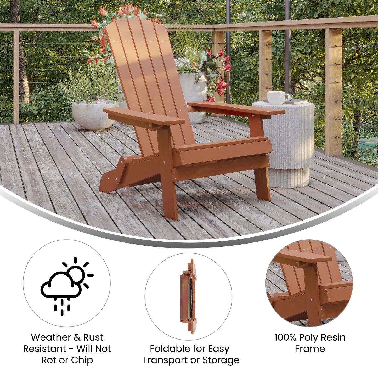 Red Folding Adirondack Chair JJ-C14505-RED-GG