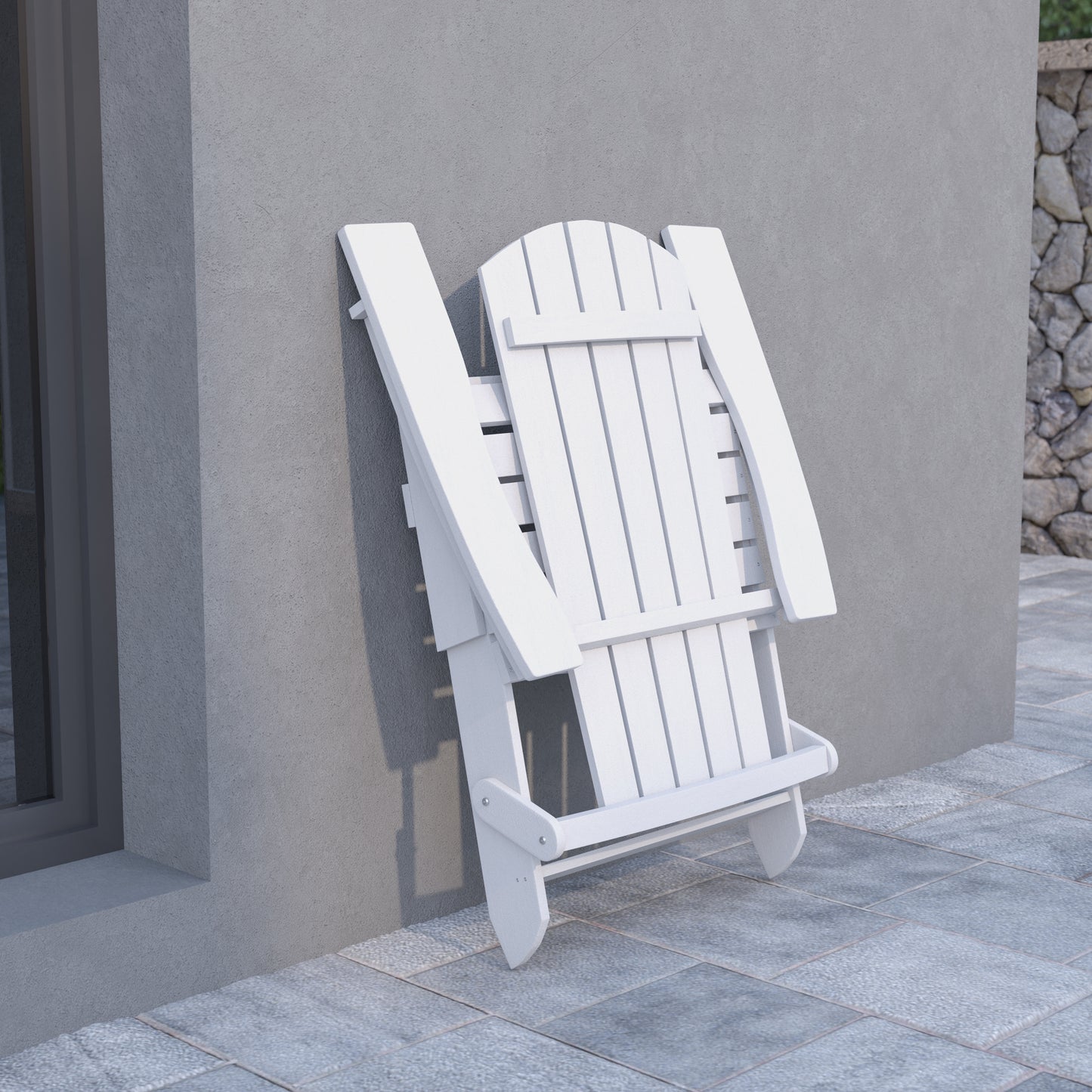 White Folding Adirondack Chair JJ-C14505-WH-GG