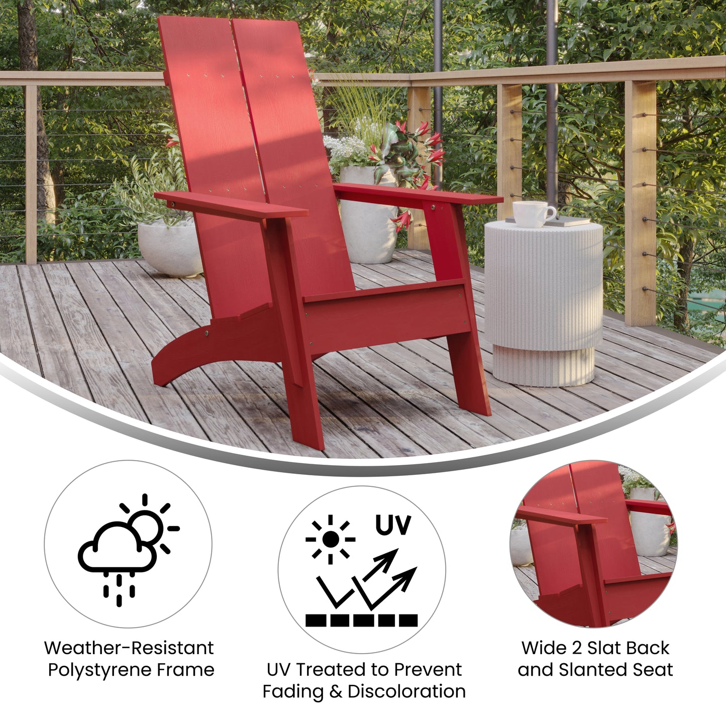 Red Modern Adirondack Chair JJ-C14509-RED-GG