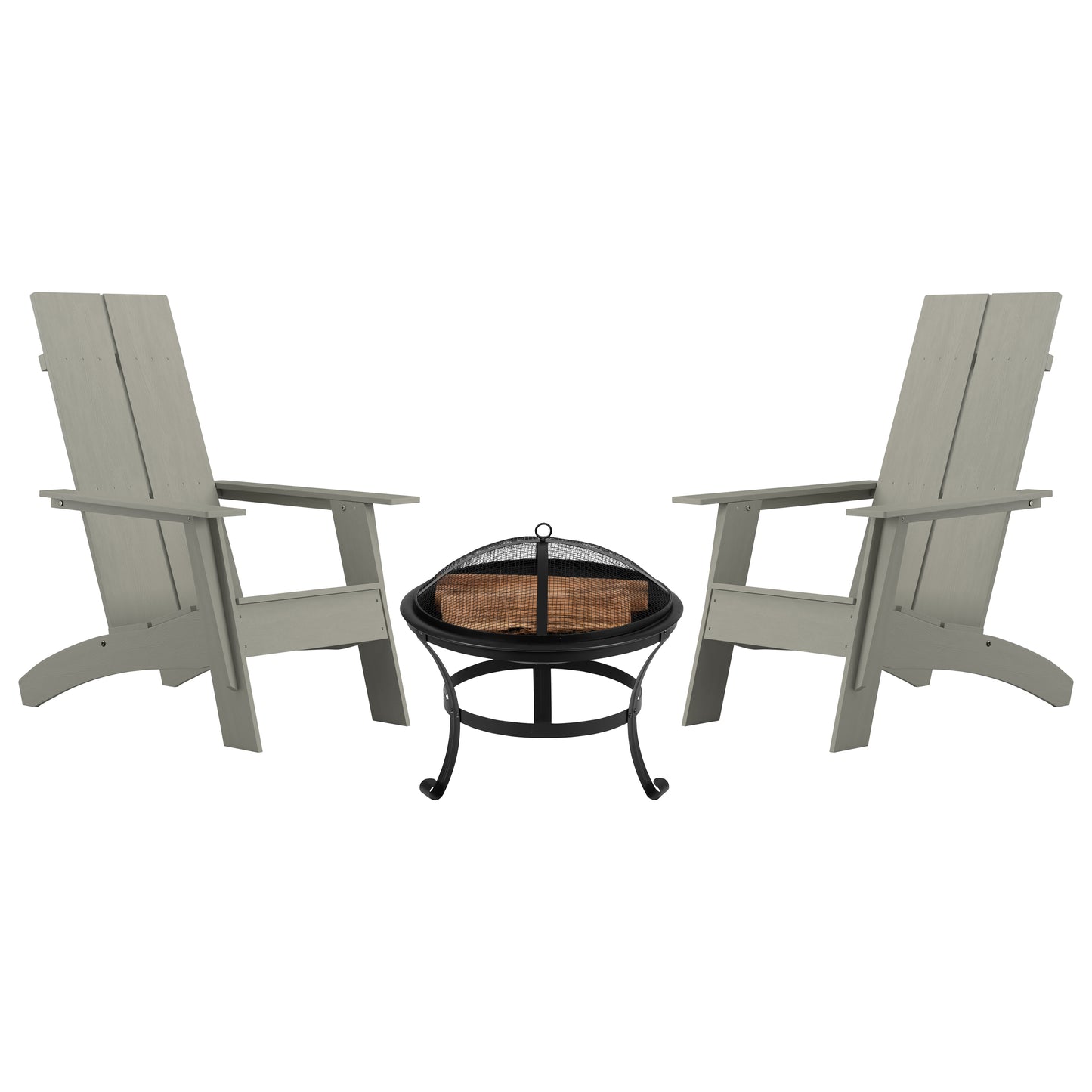 2PK Gray Chairs & Fire Pit JJ-C145092-202-GY-GG