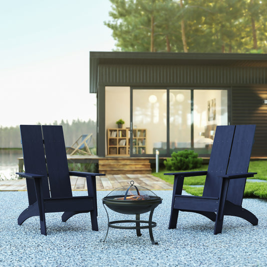 2PK Navy Chairs & Fire Pit JJ-C145092-202-NV-GG