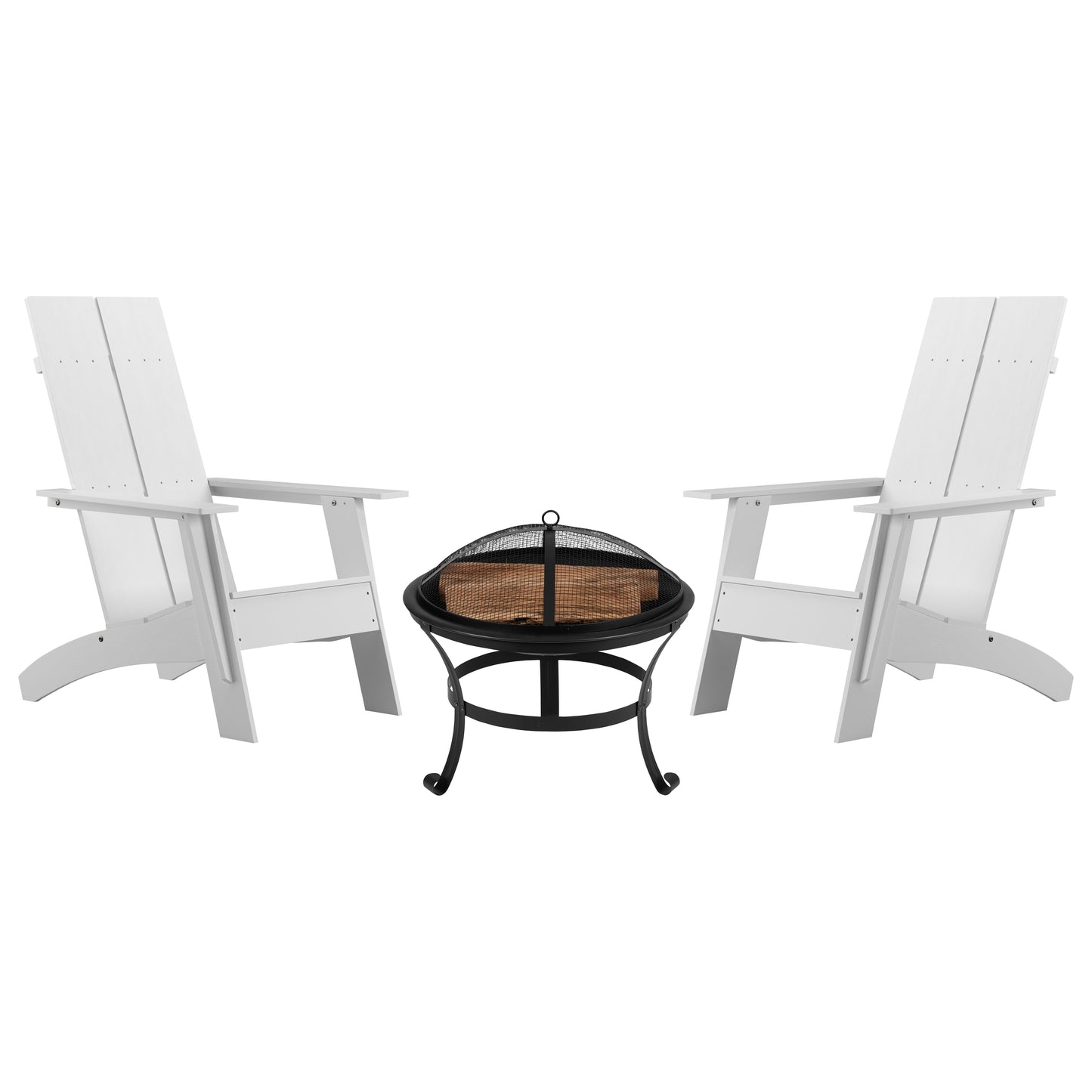 2PK White Chairs & Fire Pit JJ-C145092-202-WH-GG