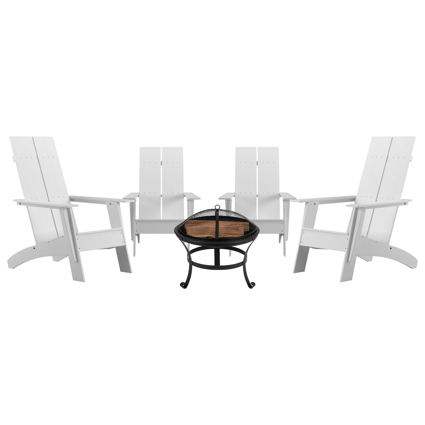 4PK White Chairs-Fire Pit JJ-C145094-202-WH-GG