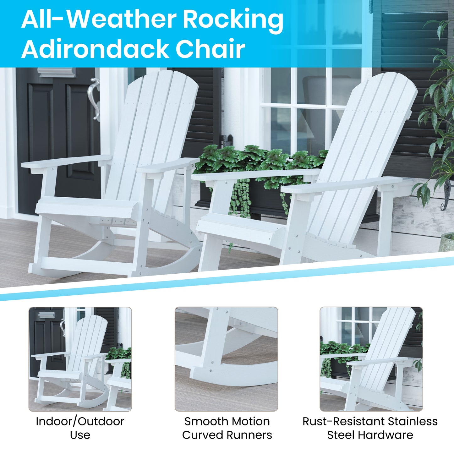 2PK White Rockers & 1 Table JJ-C14705-2-T14001-WH-GG