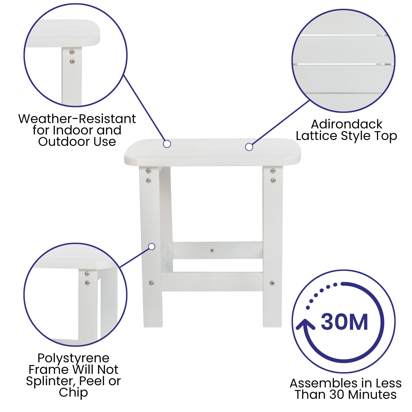 4PK White Rockers & 1 Table JJ-C14705-4-T14001-WH-GG