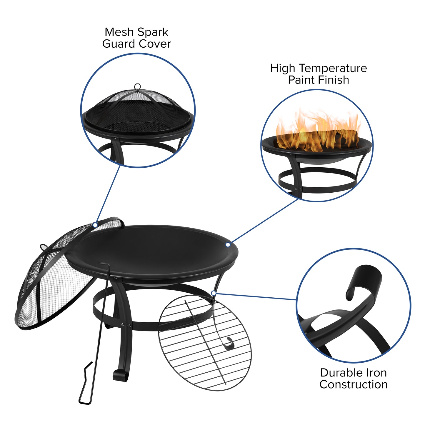 2PK White Rockers-Fire Pit JJ-C147052-202-WH-GG