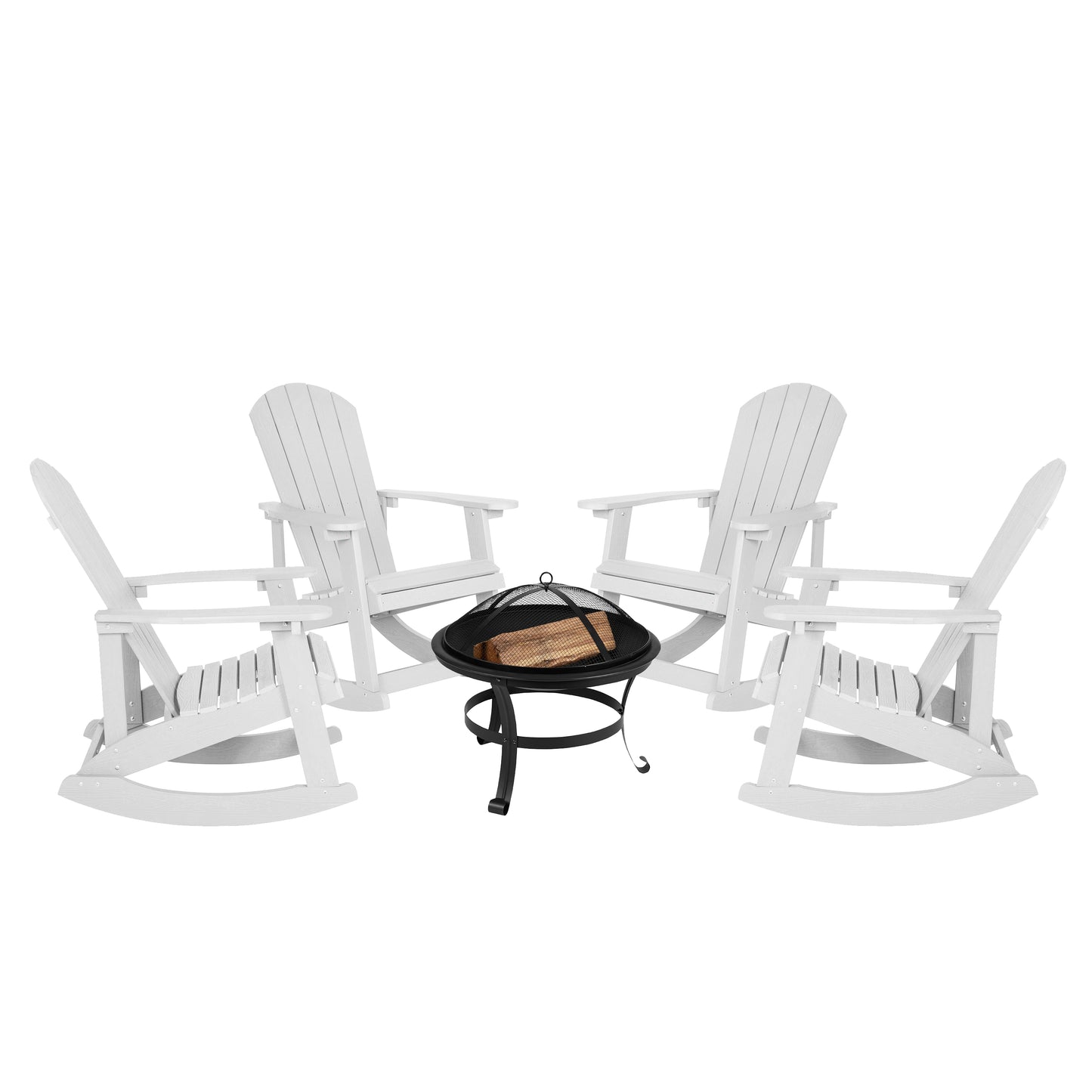 4PK White Rockers-Fire Pit JJ-C147054-202-WH-GG