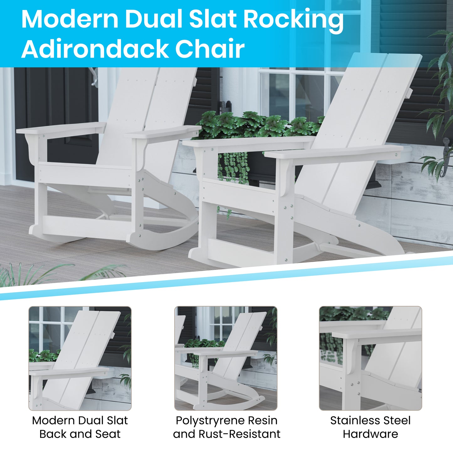 4PK White Rockers & Side Table JJ-C14709-4-T14001-WH-GG